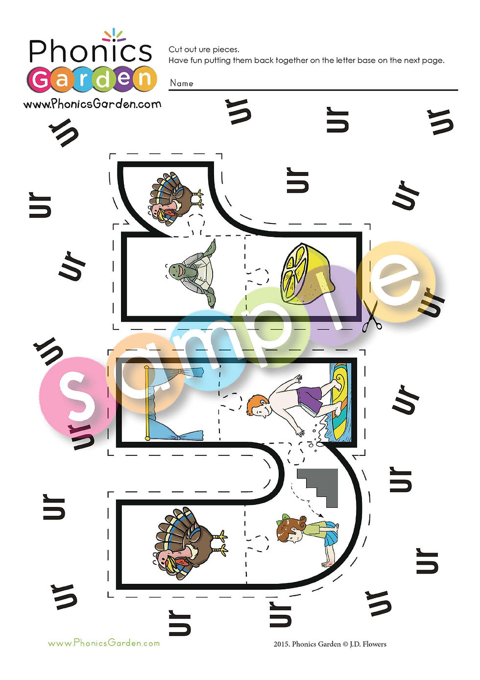 Thumbnail: UR | Alphabet Puzzle | Multi-Level Worksheets | Cut & Paste | 4 Pages