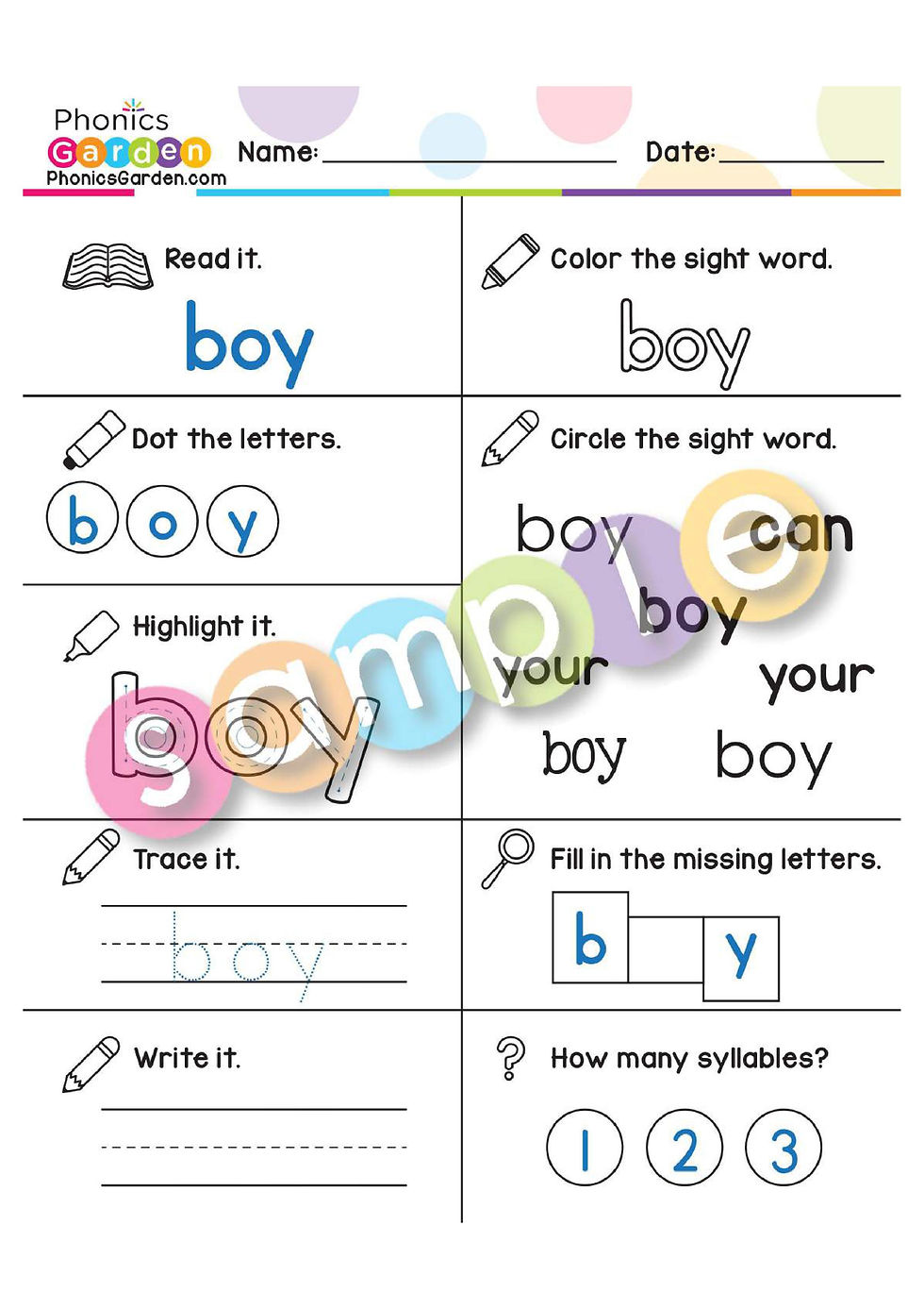 Thumbnail: Sight Word "BOY" | Bundle | 20 Pages