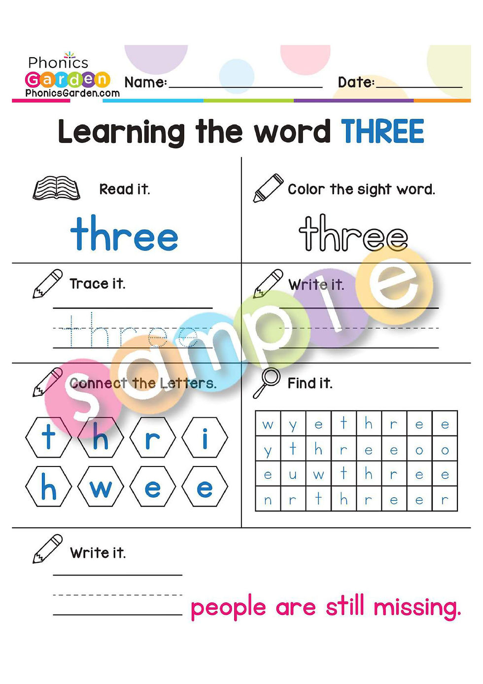 Thumbnail: Sight Word "THREE" | Bundle | 20 Pages