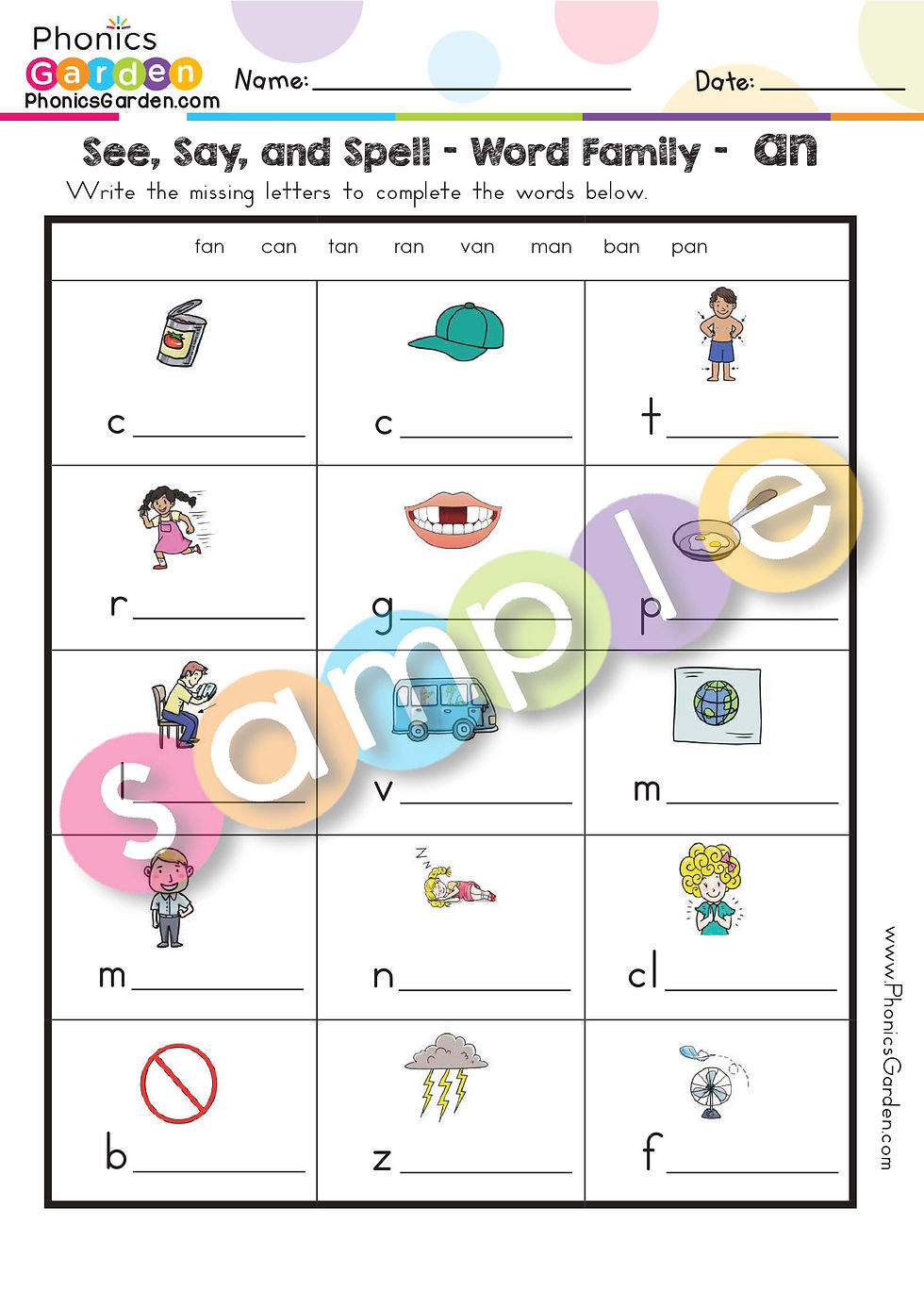 Thumbnail: AN | Pat-a-Word | Word Family Bundle | 85 Pages
