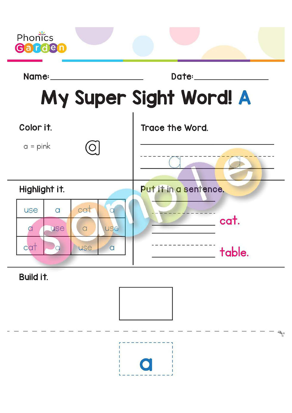 Thumbnail: Sight Word "A" | Bundle | 20 Pages