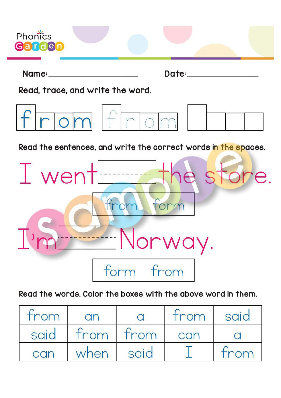 Thumbnail: Sight Word "FROM" | Bundle | 20 Pages