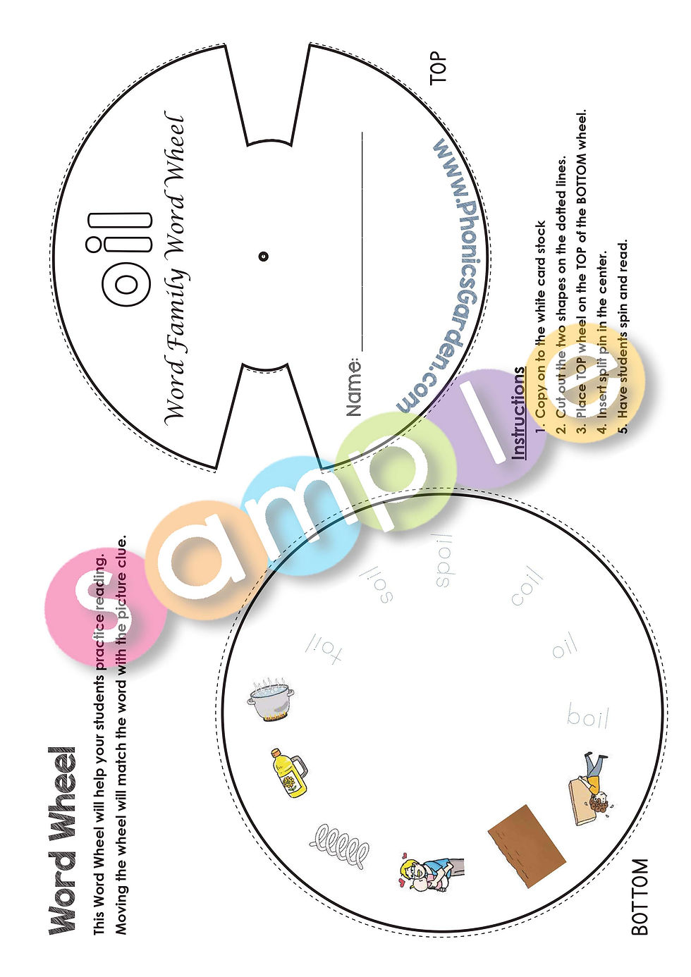 Thumbnail: OIL | Pat-a-Word | Word Family Word Wheel Bundle | 8 Pages