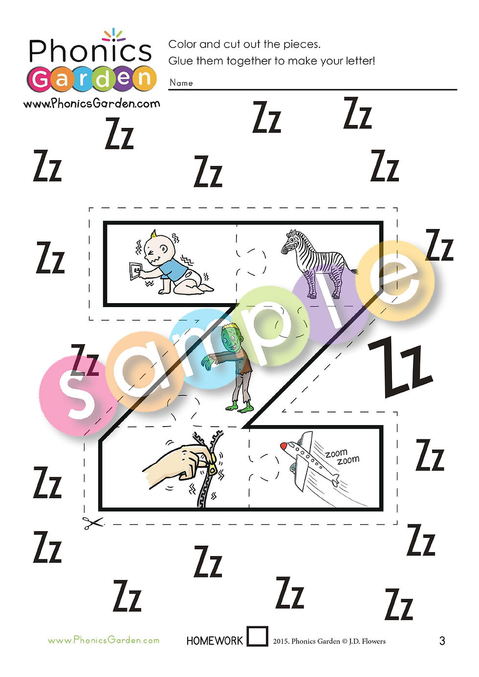 Thumbnail: Zz | Alphabet Puzzle | Multi-Level Worksheets | Cut & Paste | 8 Pages