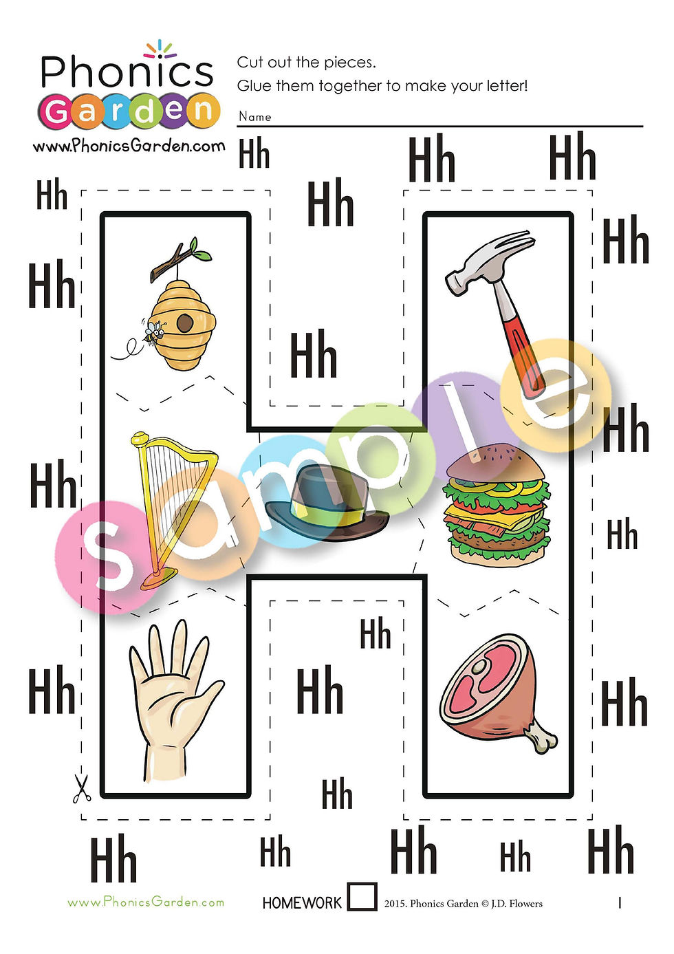 Thumbnail: Hh | Alphabet Puzzle | Multi-Level Worksheets | Cut & Paste | 8 Pages
