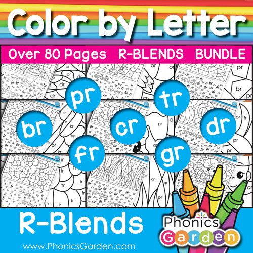 Color by Letter | R-Blends BUNDLE | Multi-Level | Phonics Garden