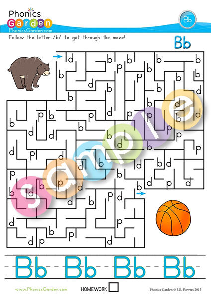 Thumbnail: Bb | Letter Maze Escape | Worksheets | Letter Recognition | 5 Pages