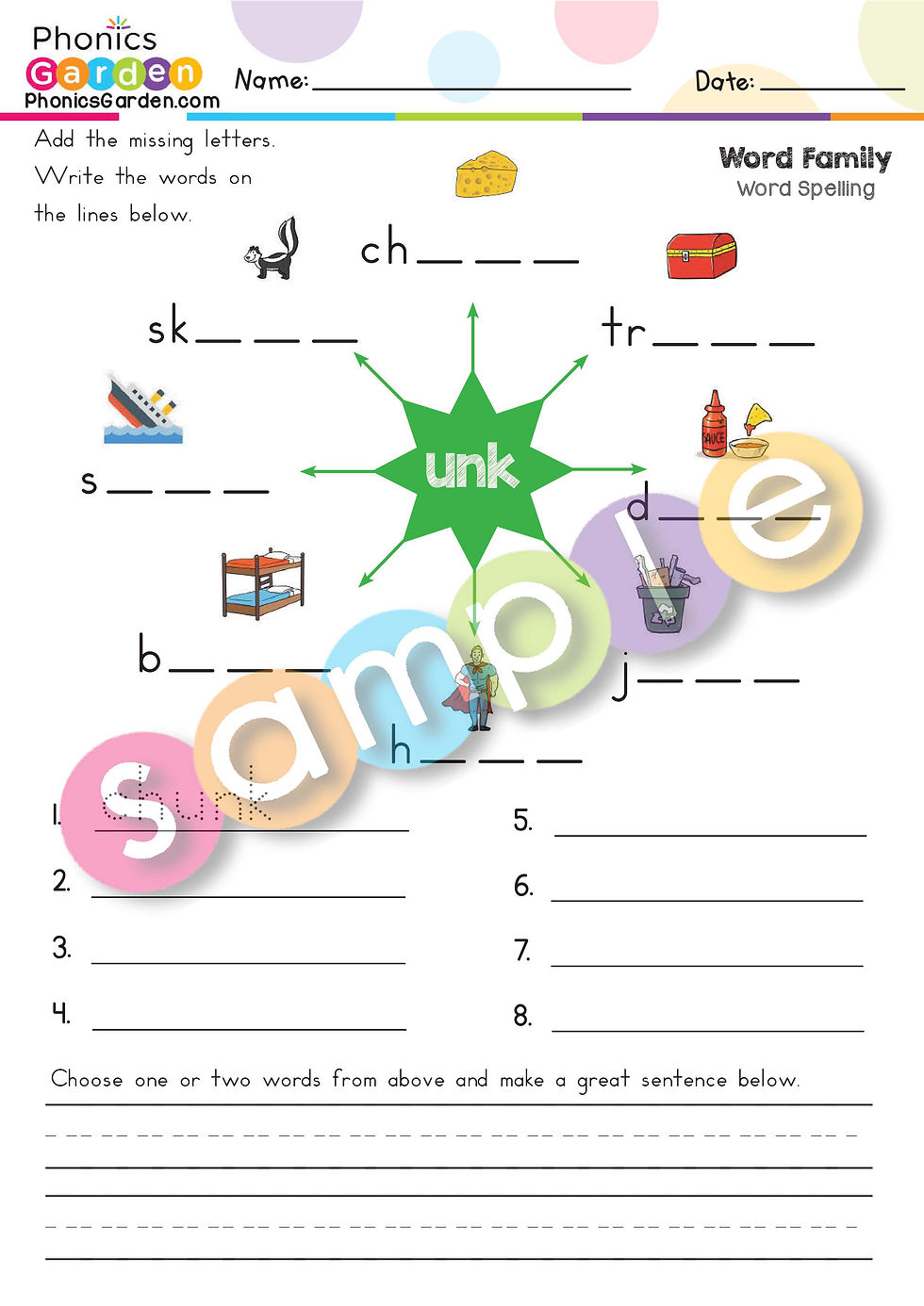 Thumbnail: UNK | Pat-a-Word | Word Family Word Wheel Bundle | 8 Pages