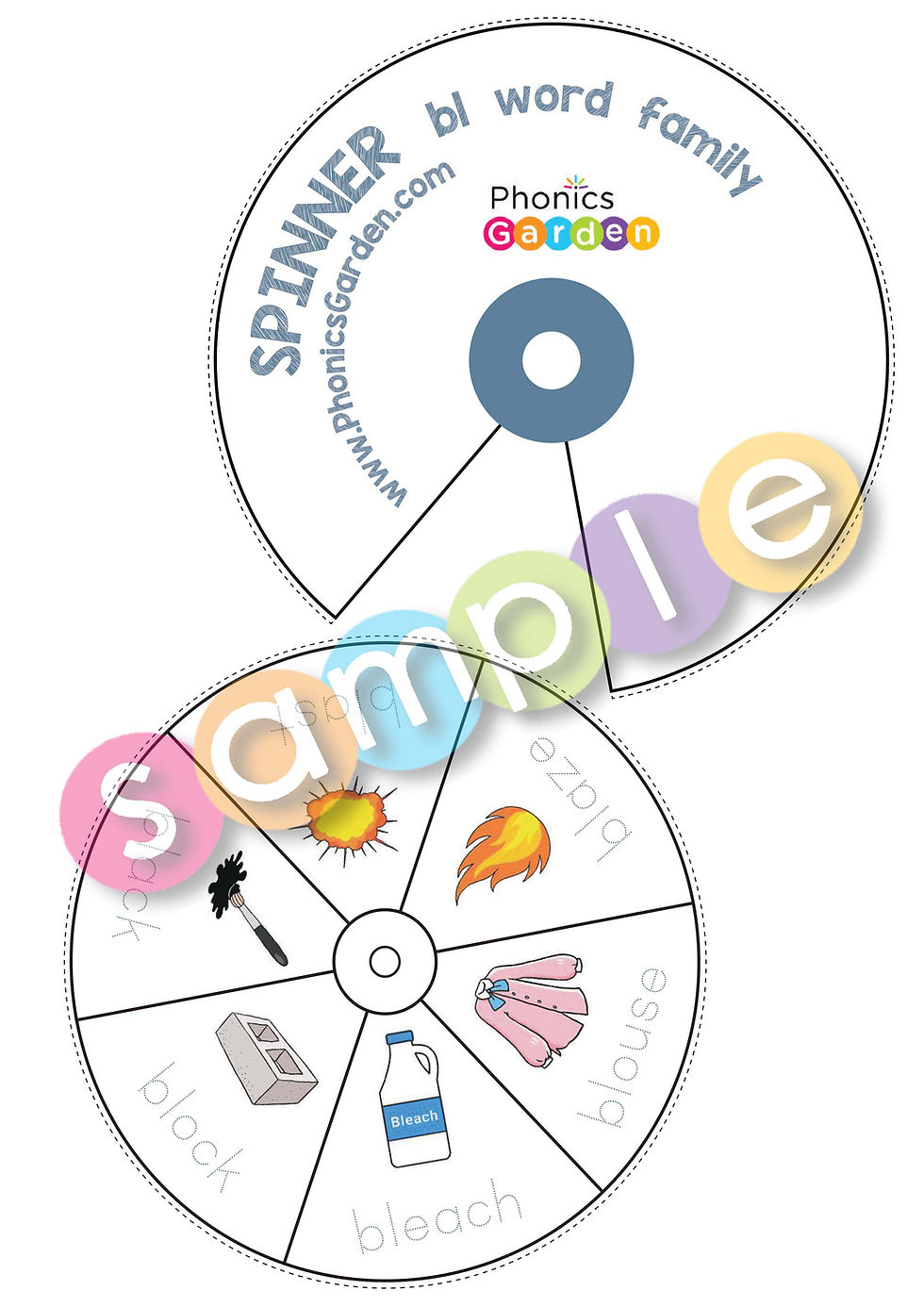 Thumbnail: BL-Blend | Pat-a-Word | L-Blends Word Wheel Bundle | 8 Pages