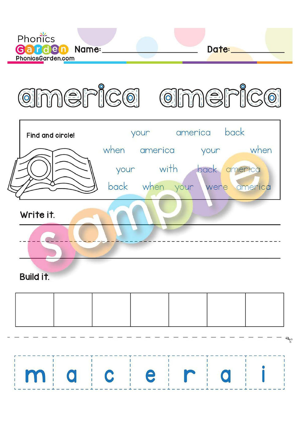 Thumbnail: Sight Word "AMERICA" | Bundle | 20 Pages