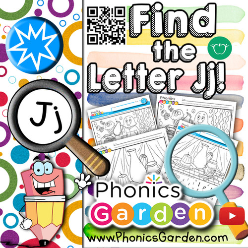 Jj | Find the Letter | Letter Search | 4 Pages | Phonics Garden
