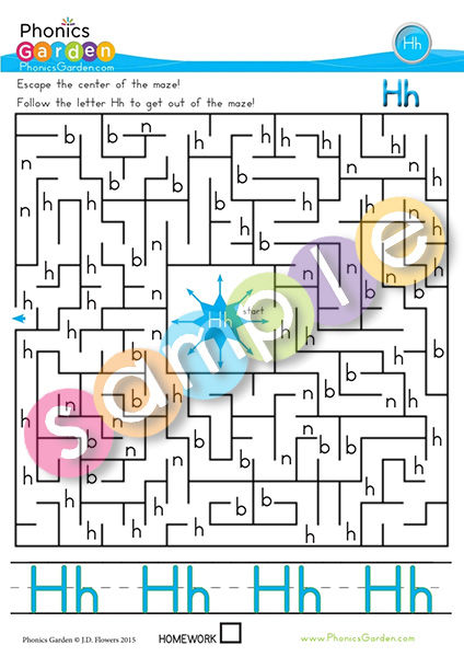 Thumbnail: Hh | Letter Maze Escape | Worksheet | Letter Recognition | 5 Pages
