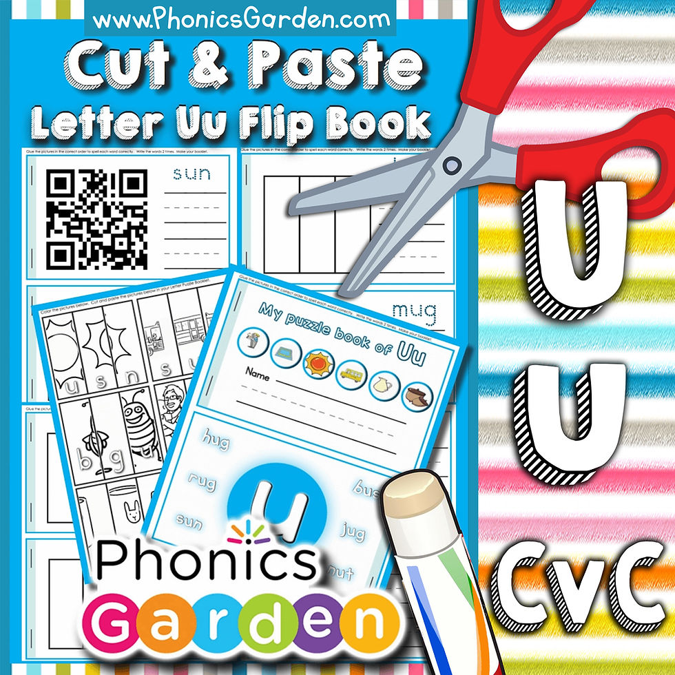 Uu | Flip-Book | Cut & Paste | CVC | 5 Pages