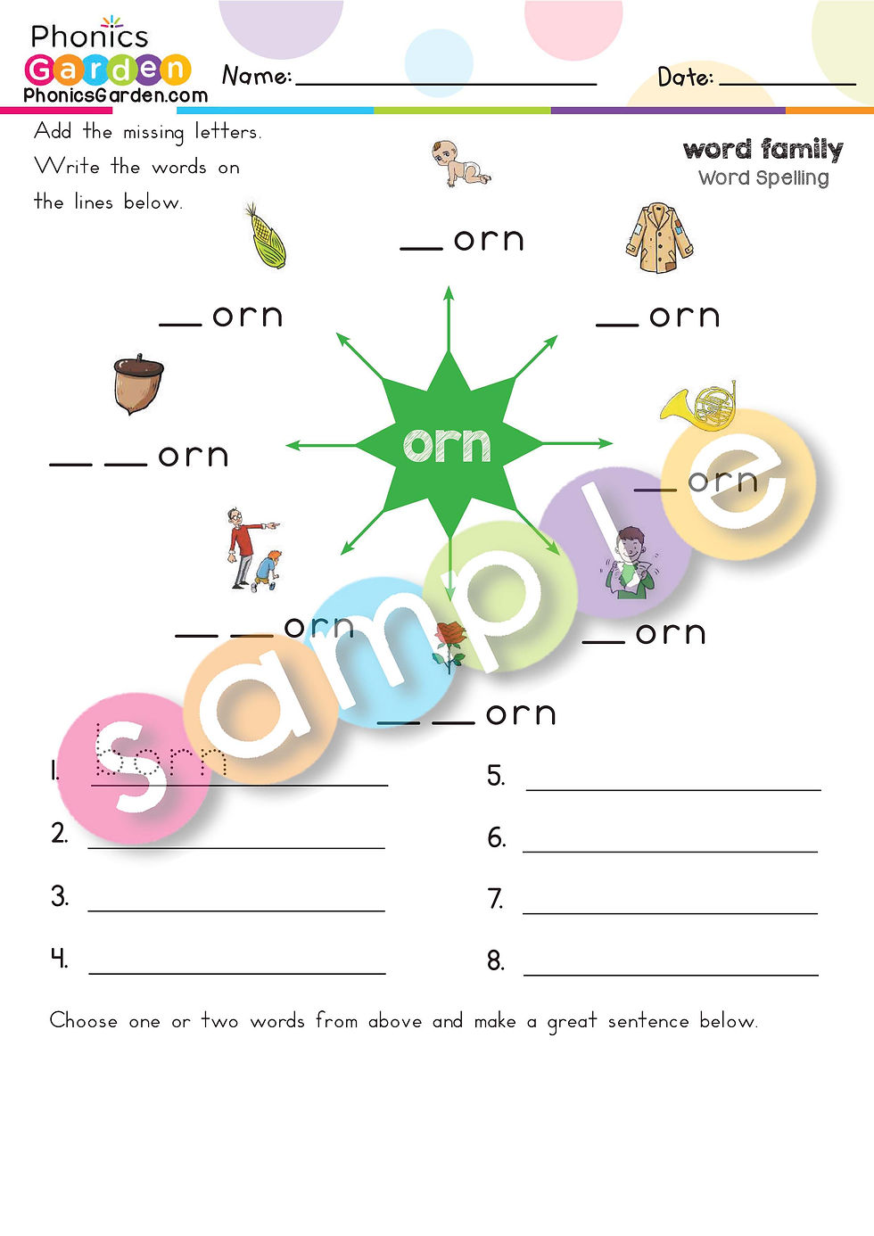 Thumbnail: ORN | Pat-a-Word | Word Family Bundle | 85 Pages