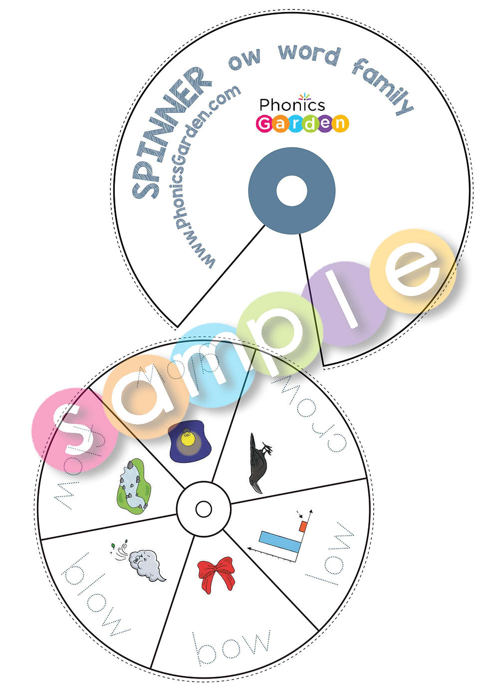 Thumbnail: OW Long | #1 | Pat-a-Word | Word Family Word Wheel Bundle | 8 Pages