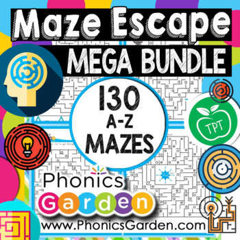 BUNDLE | Letter Maze Escape | A to Z | Letter Recognition | Phonics Garden