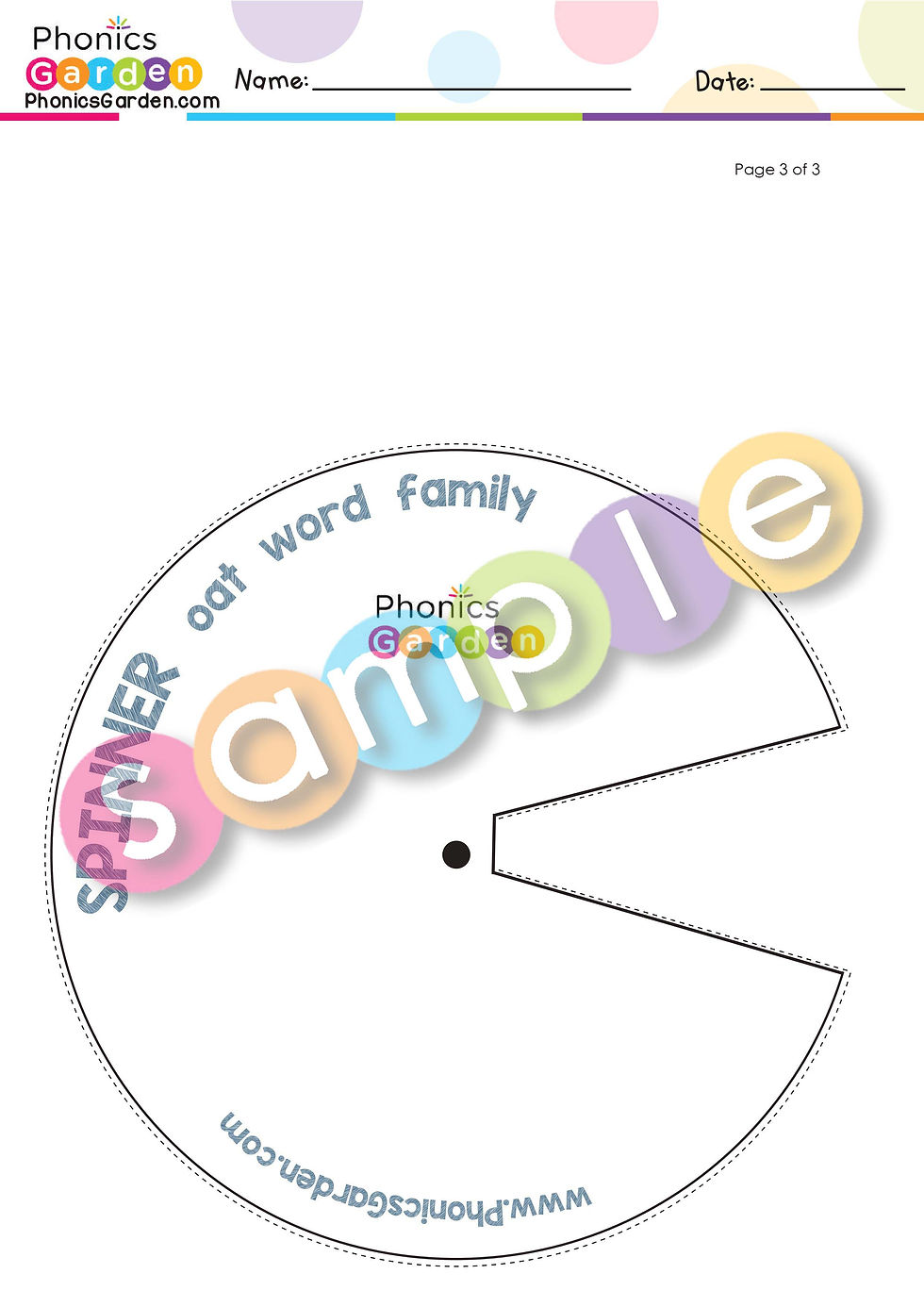 Thumbnail: OAT | Pat-a-Word | Word Family Word Wheel Bundle | 8 Pages