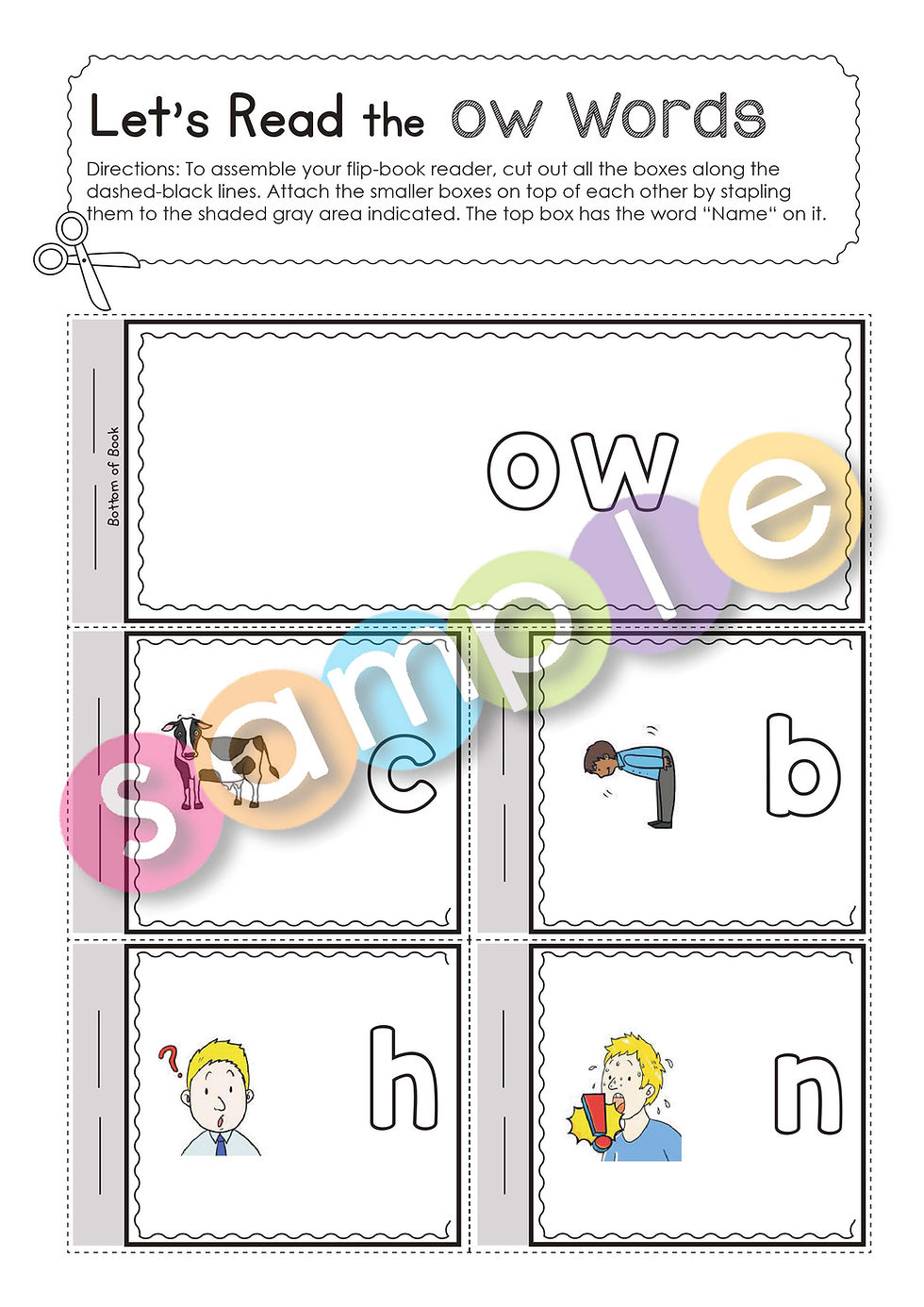 Thumbnail: OW Short | Pat-a-Word | Word Family Flip-Book Bundle | 2 Pages