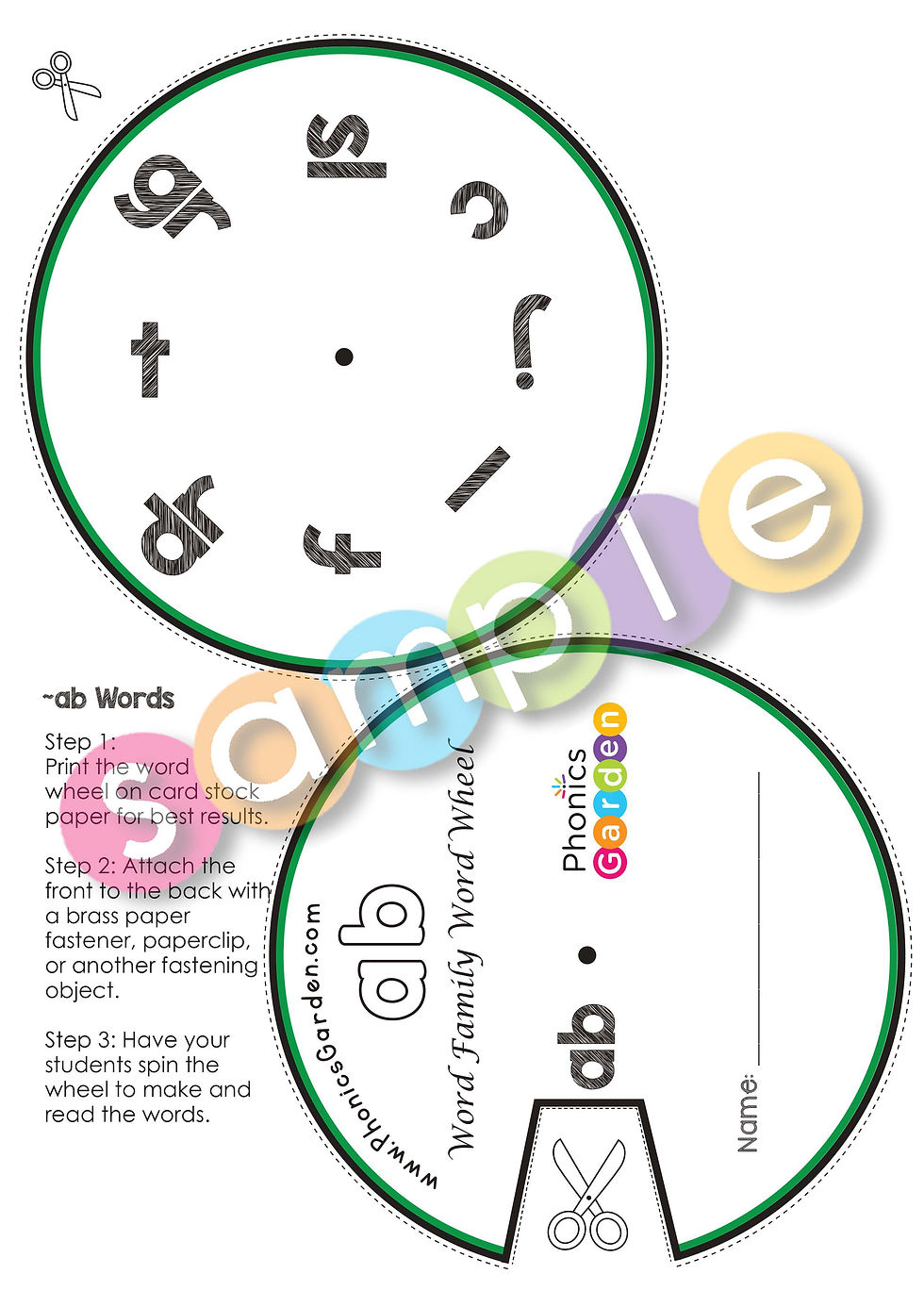 Thumbnail: AB | Pat-a-Word | Word Family Word Wheel Bundle | 8 Pages