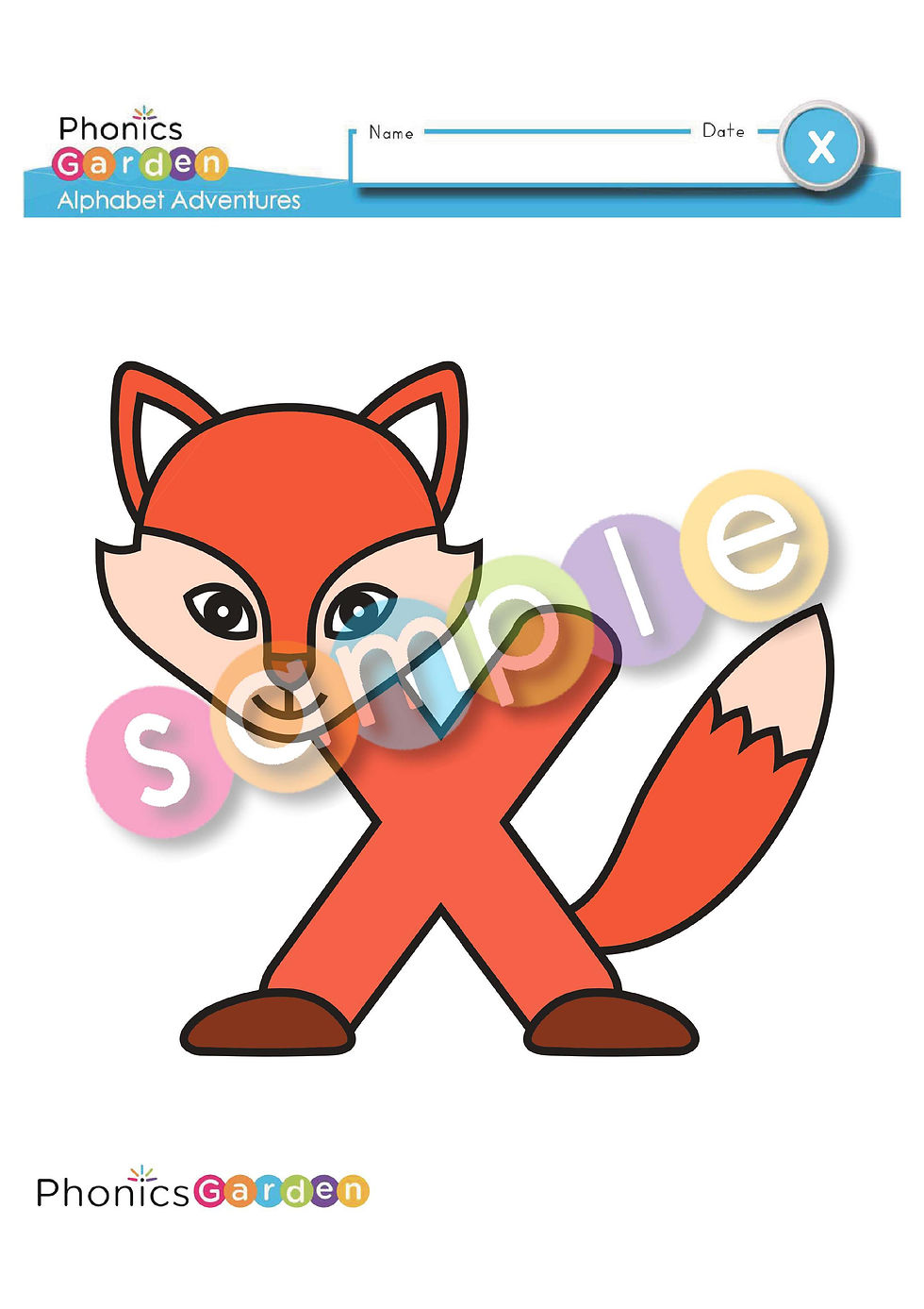 Thumbnail: Xx | Letter Craft | fox | Lowercase x | 5 Pages