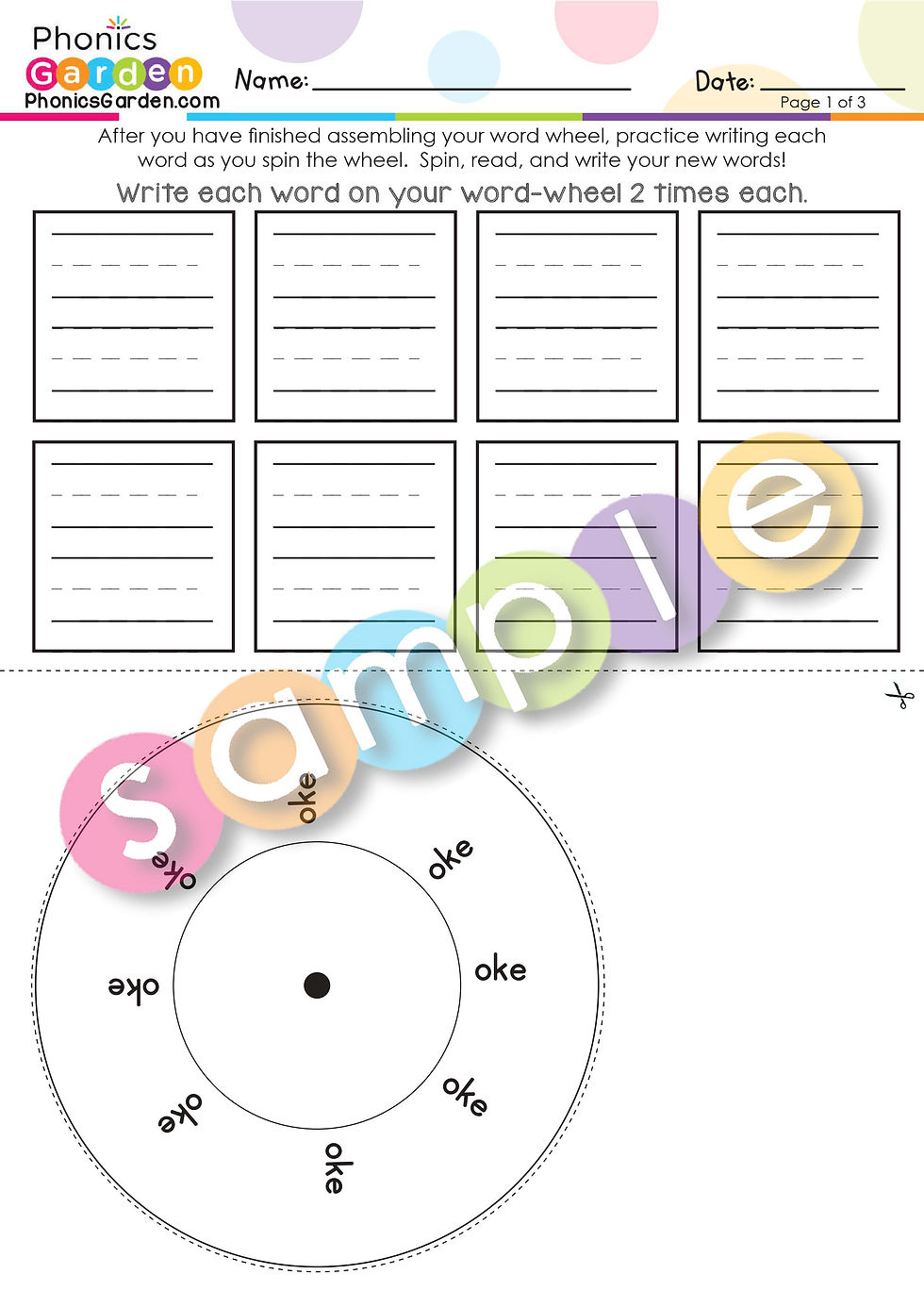 Thumbnail: OKE | Pat-a-Word | Word Family Word Wheel Bundle | 8 Pages