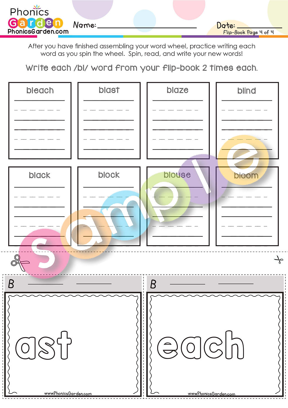 Thumbnail: BL-Blend | Pat-a-Word | L-Blends Flip-Book | 4 Pages