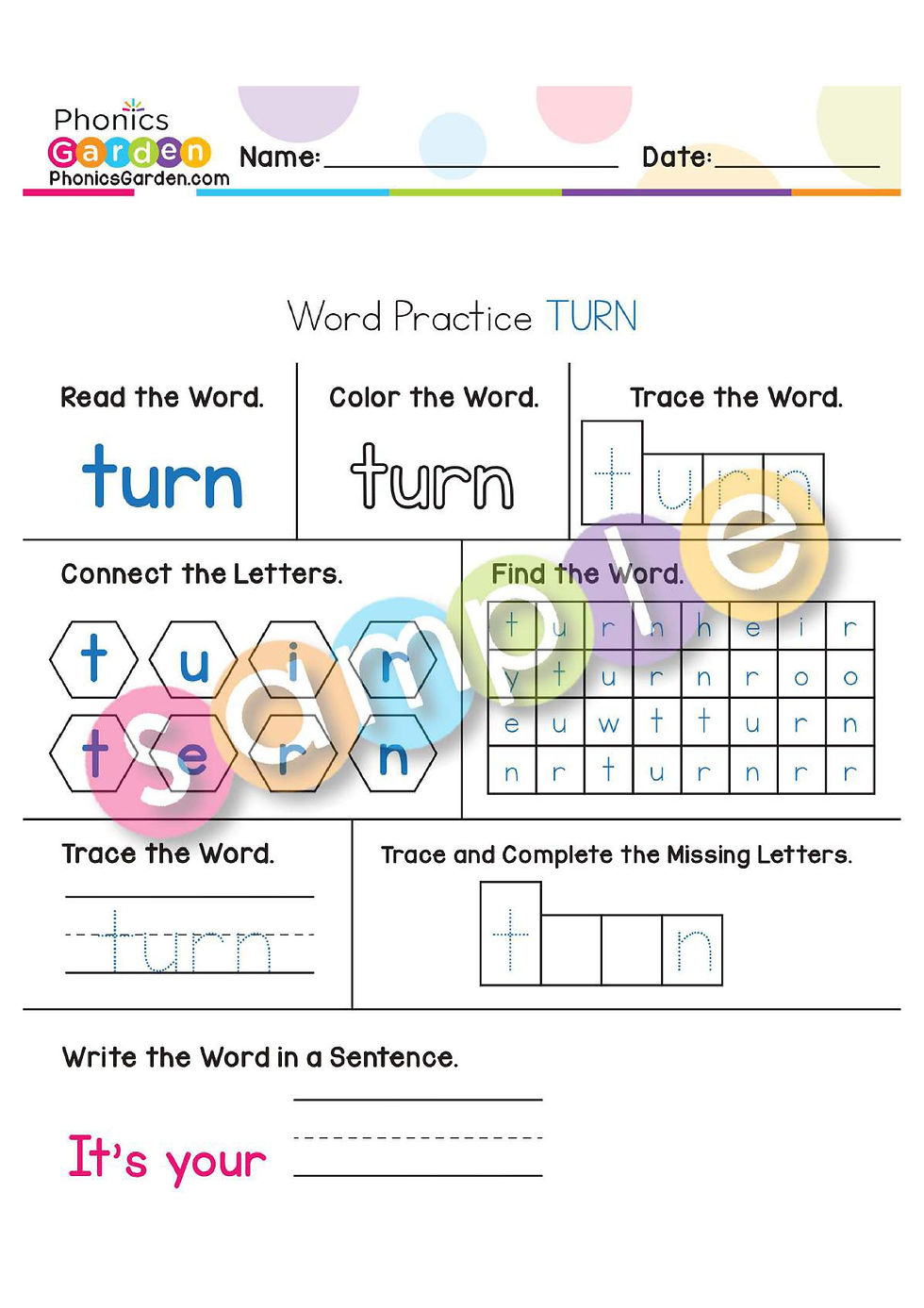 Thumbnail: Sight Word "TURN" | Bundle | 20 Pages