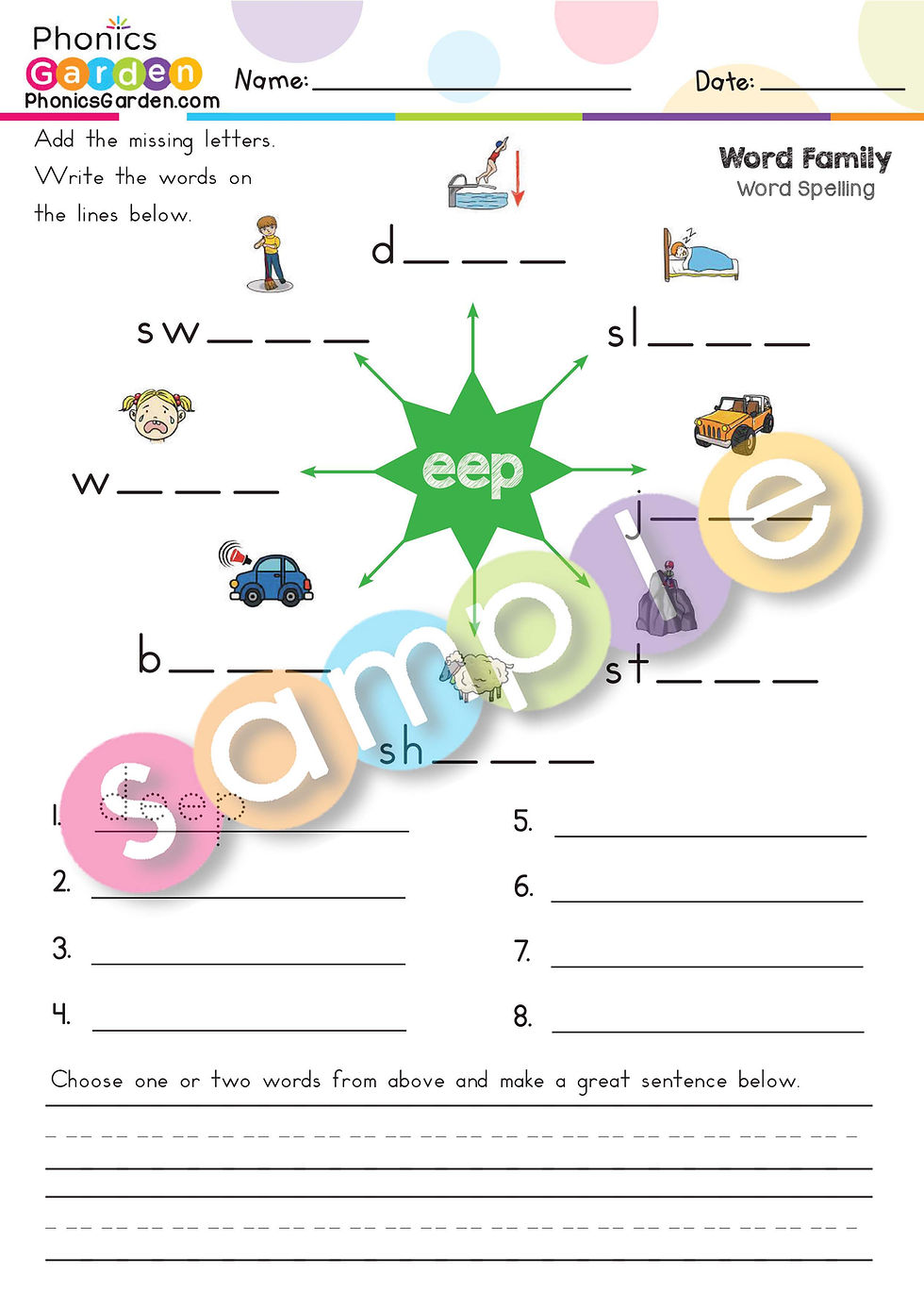 Thumbnail: EEP | Pat-a-Word | Word Family Word Wheel Bundle | 8 Pages