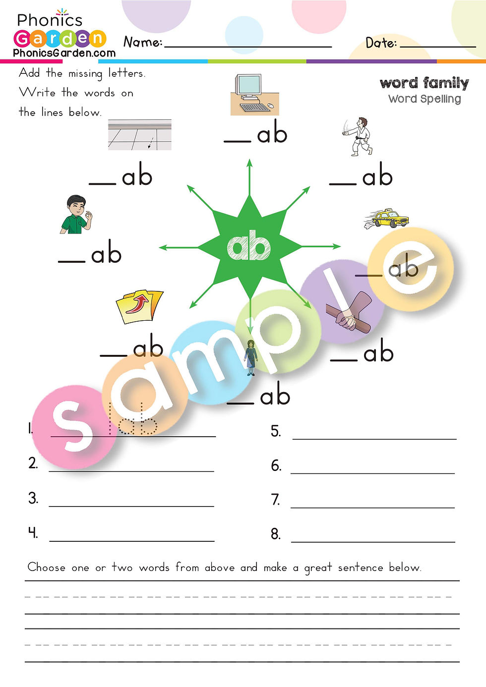 Thumbnail: AB | Pat-a-Word | Word Family Word Wheel Bundle | 8 Pages