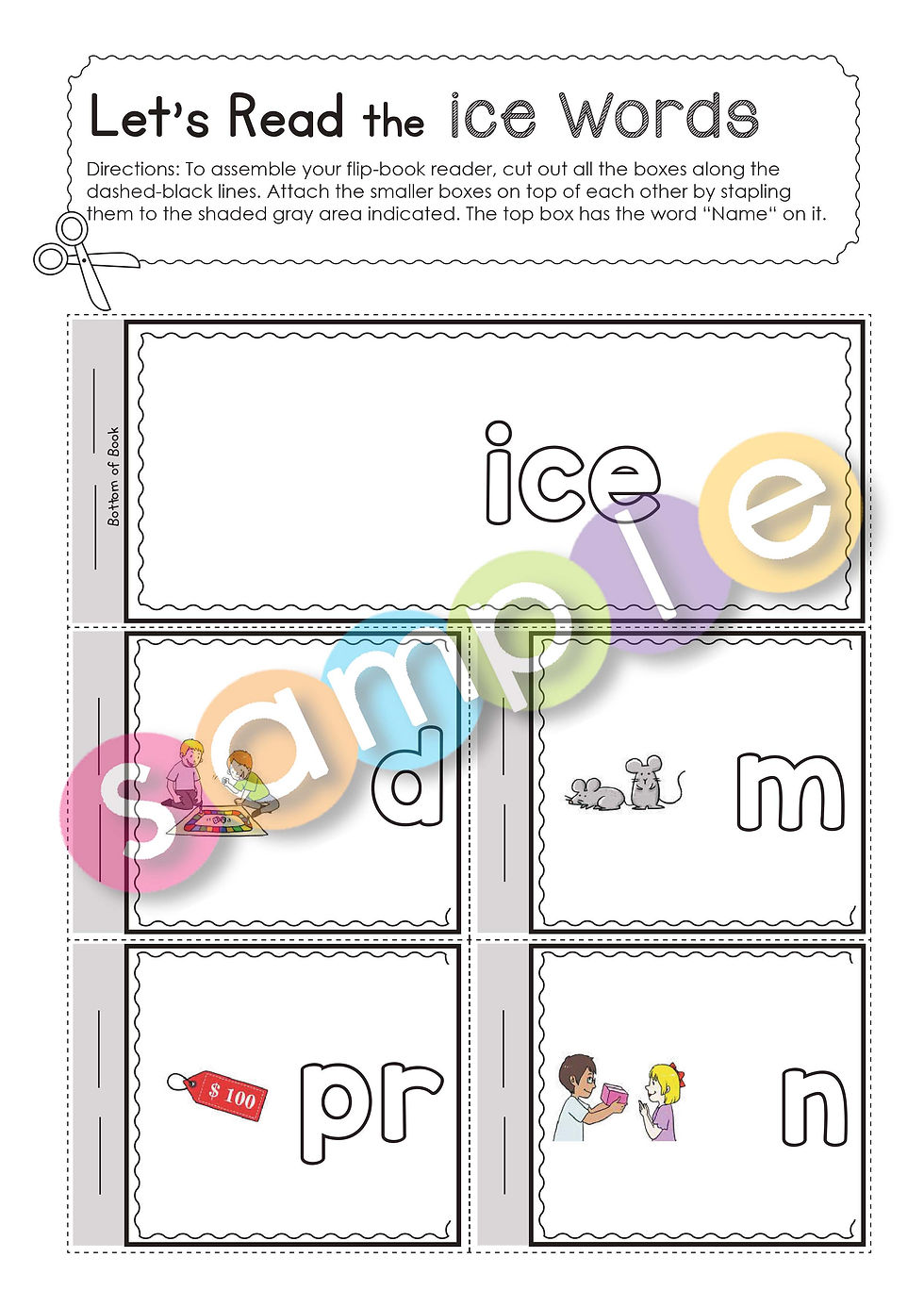 Thumbnail: ICE | Pat-a-Word | Word Family Flip-Book | 2 Pages