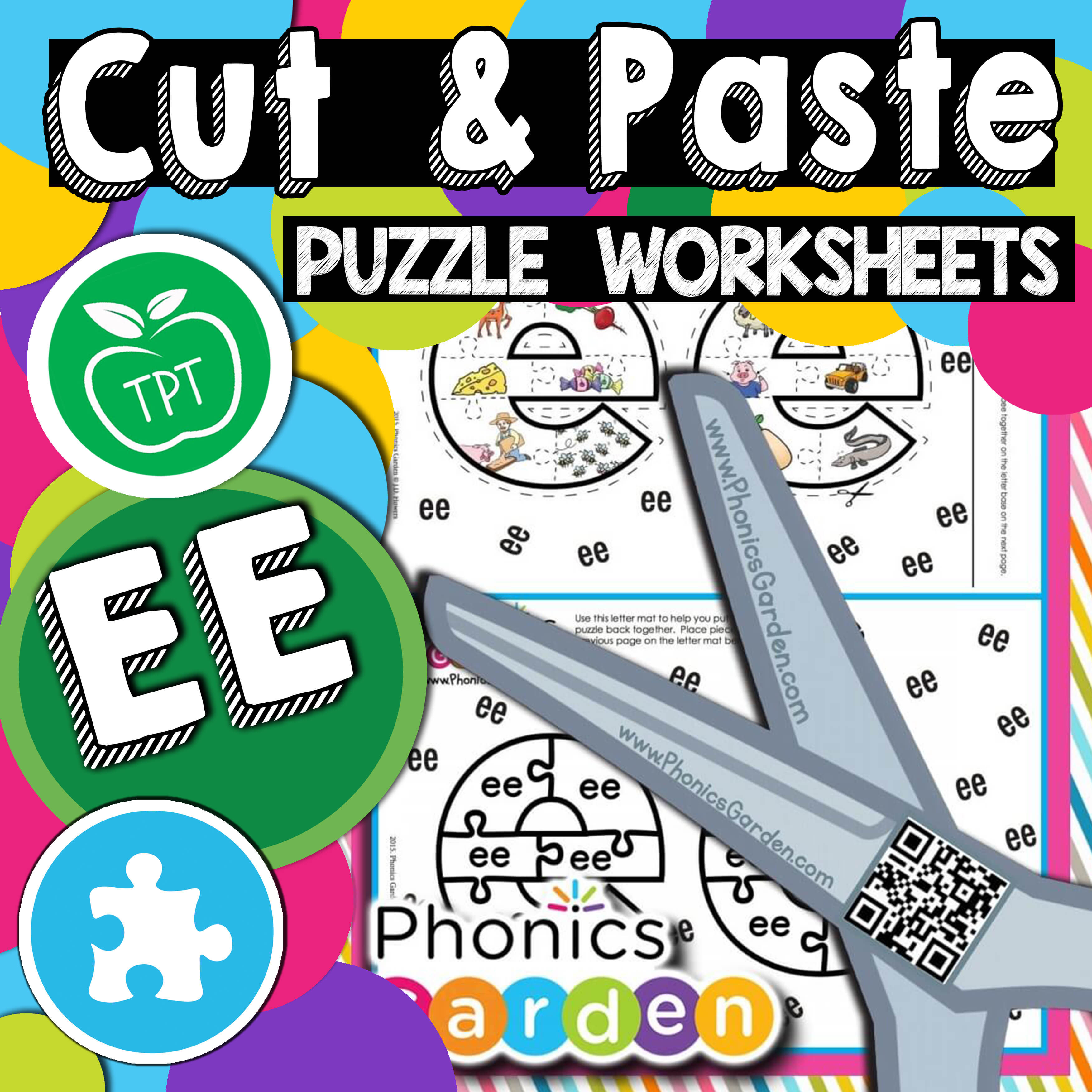 EE | Alphabet Puzzle | Multi-Level Worksheets | Cut & Paste | 4 Pages
