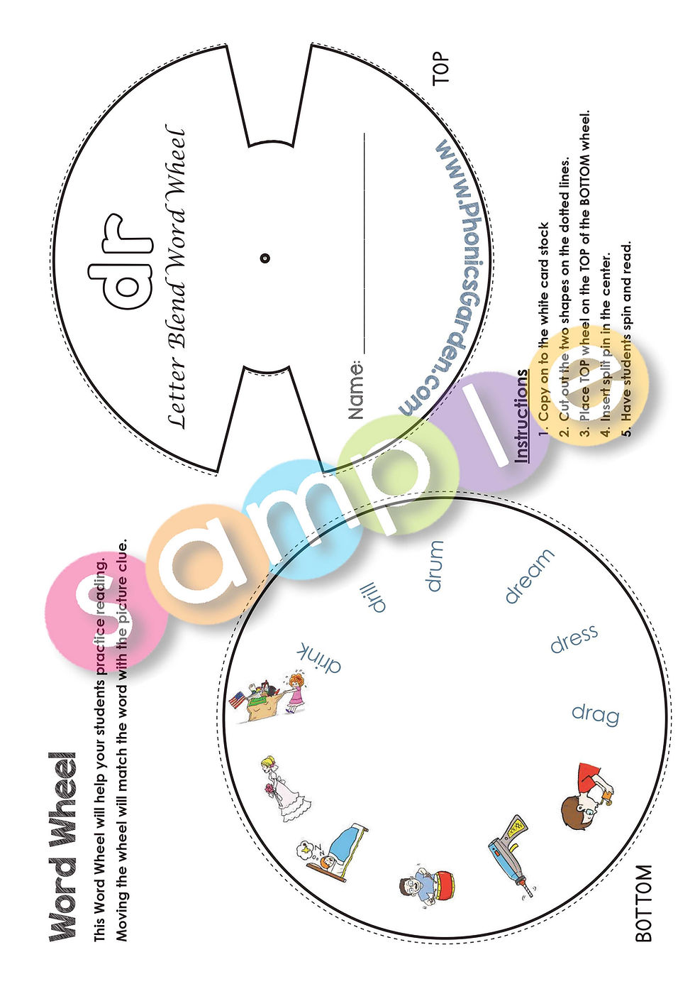 Thumbnail: DR-Blend | Pat-a-Word | R-Blends Word Wheel Bundle | 8 Pages