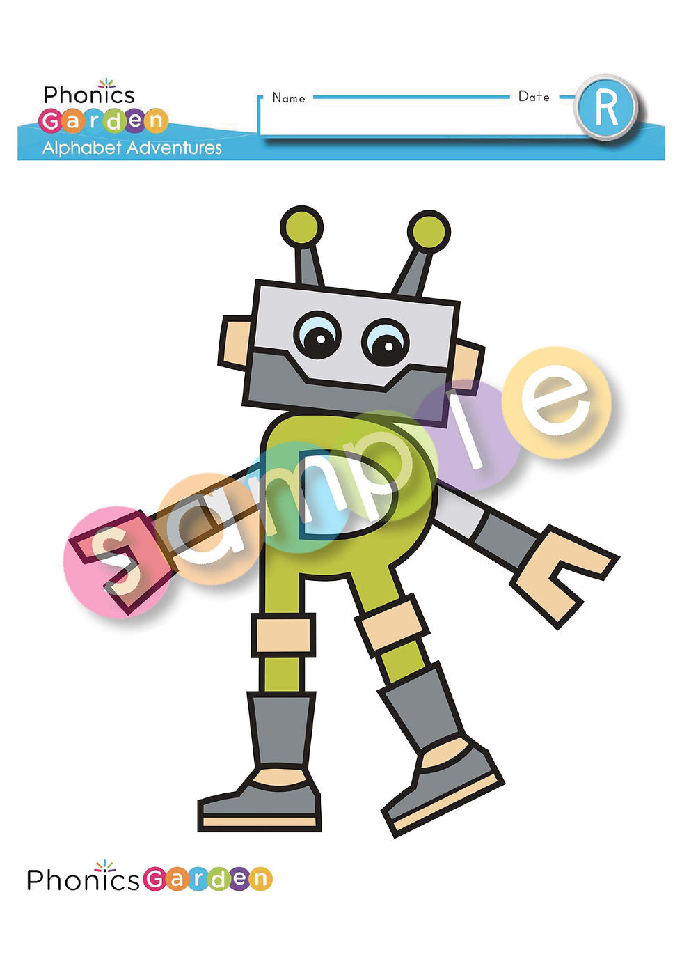 Thumbnail: Rr | Letter Craft | Robot | Uppercase R | 5 Pages