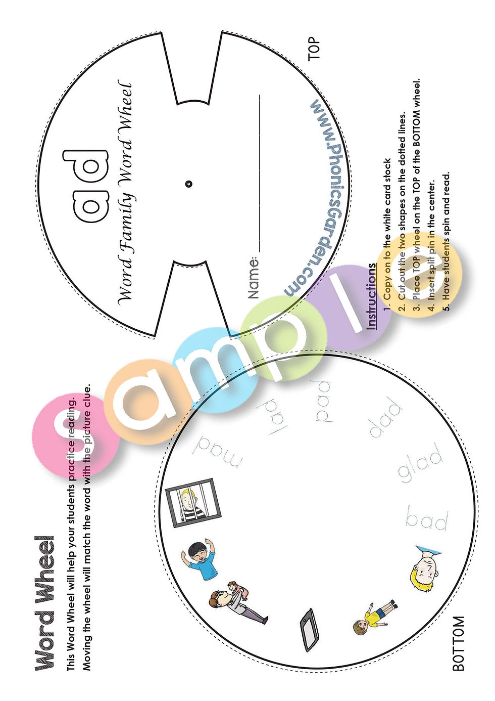 Thumbnail: AD | Pat-a-Word | Word Family Word Wheel Bundle | 8 Pages