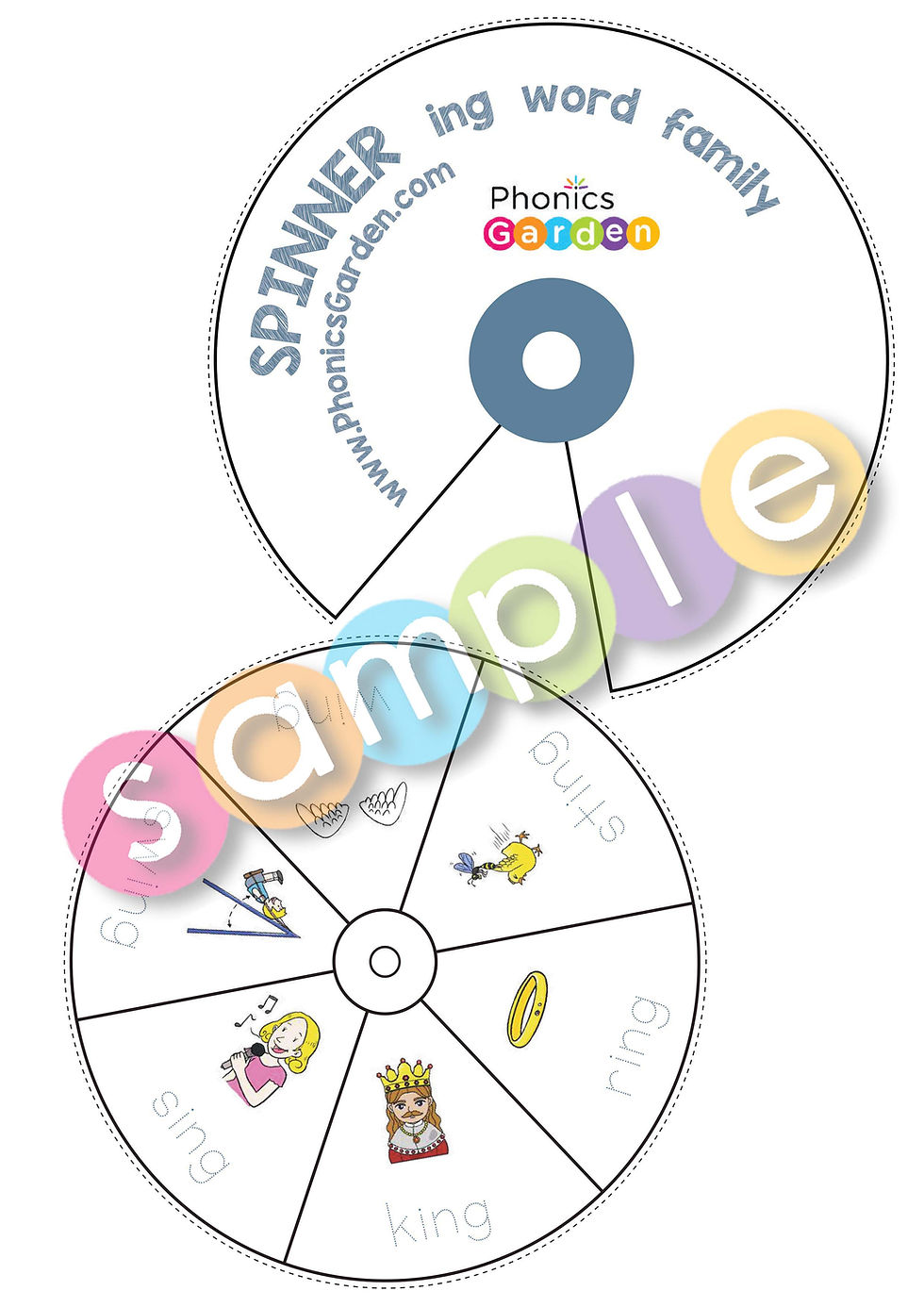 Thumbnail: ING | Pat-a-Word | Word Family Word Wheel Bundle | 8 Pages