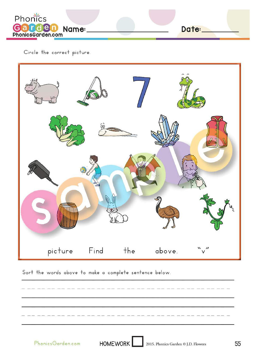 Thumbnail: Vv | Phonics | Spelling | Vocabulary | ORANGE | 11 Pages