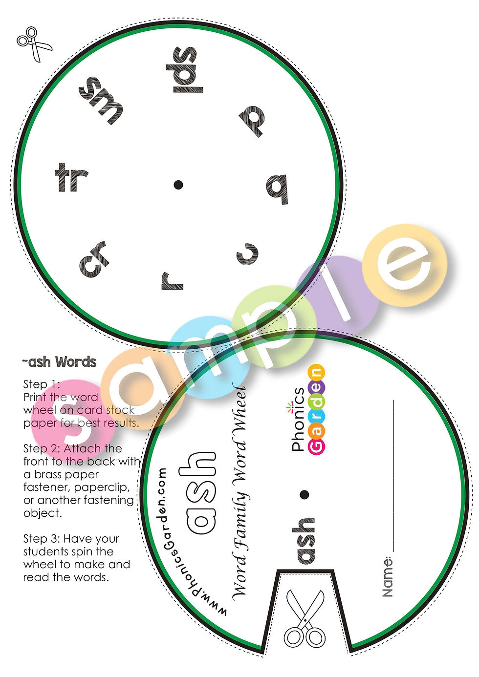 Thumbnail: ASH | Pat-a-Word | Word Family Word Wheel Bundle | 8 Pages