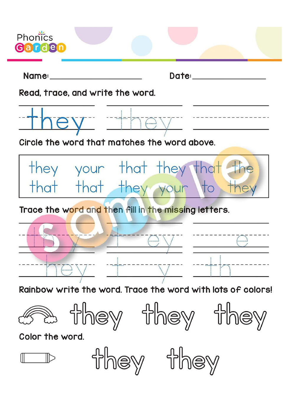Thumbnail: Sight Word "THEY" | Bundle | 20 Pages