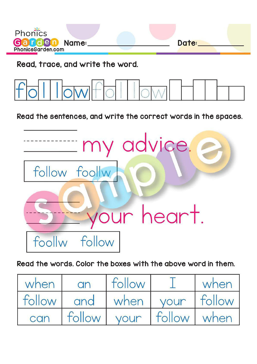 Thumbnail: Sight Word "FOLLOW" | Bundle | 20 Pages