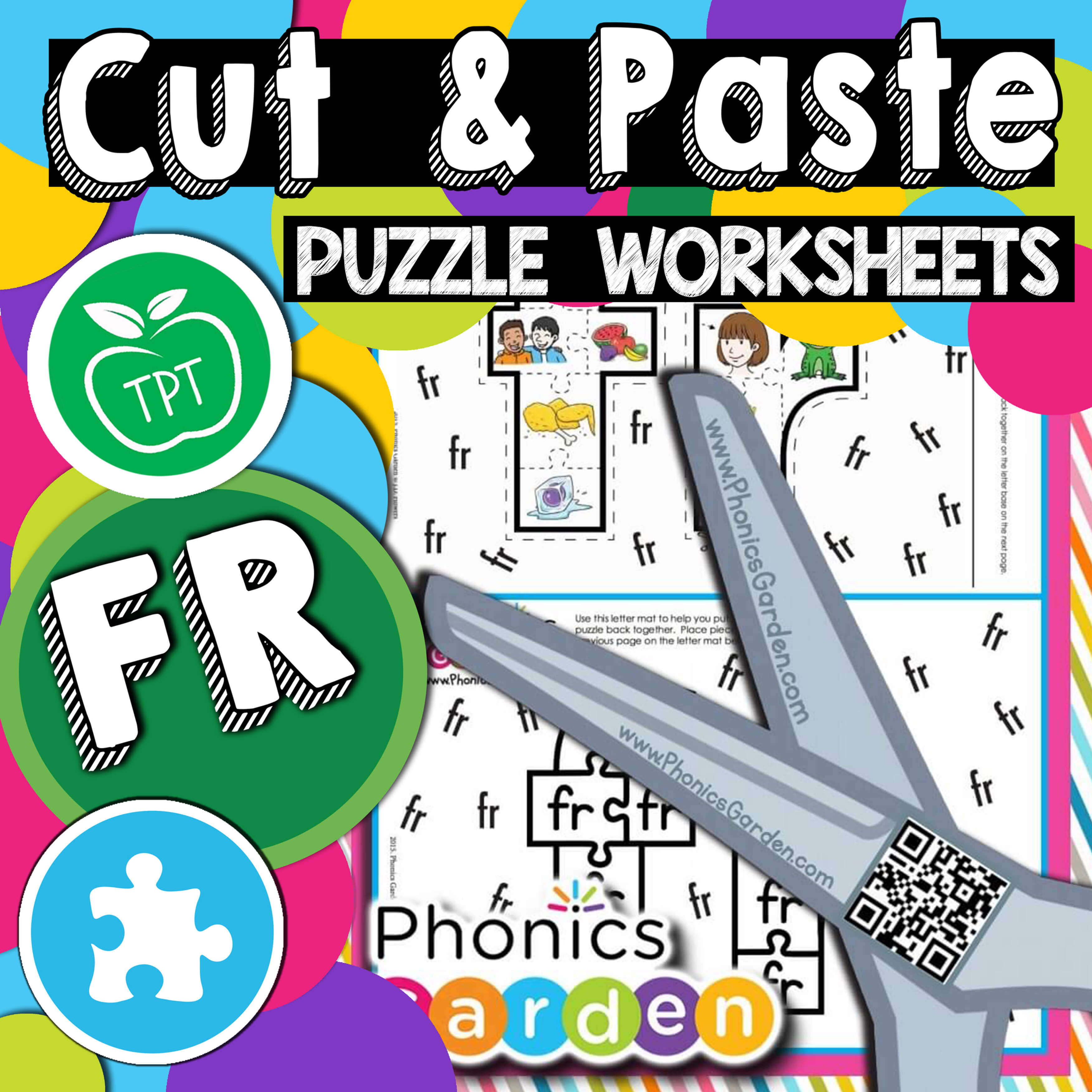 FR | Alphabet Puzzle | Multi-Level Worksheets | Cut & Paste | 4 Pages