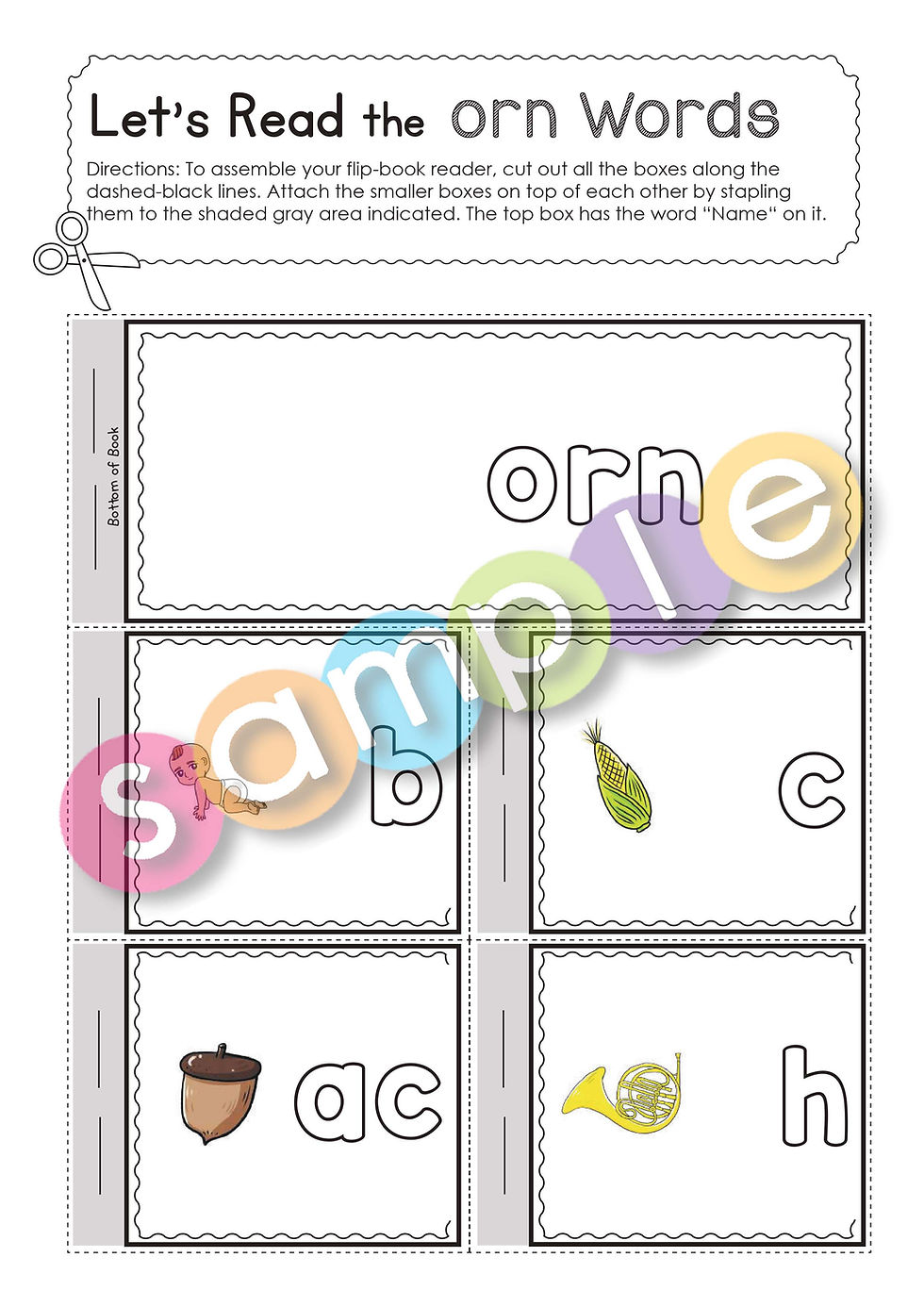 Thumbnail: ORN | Pat-a-Word | Word Family Flip-Book | 2 Pages
