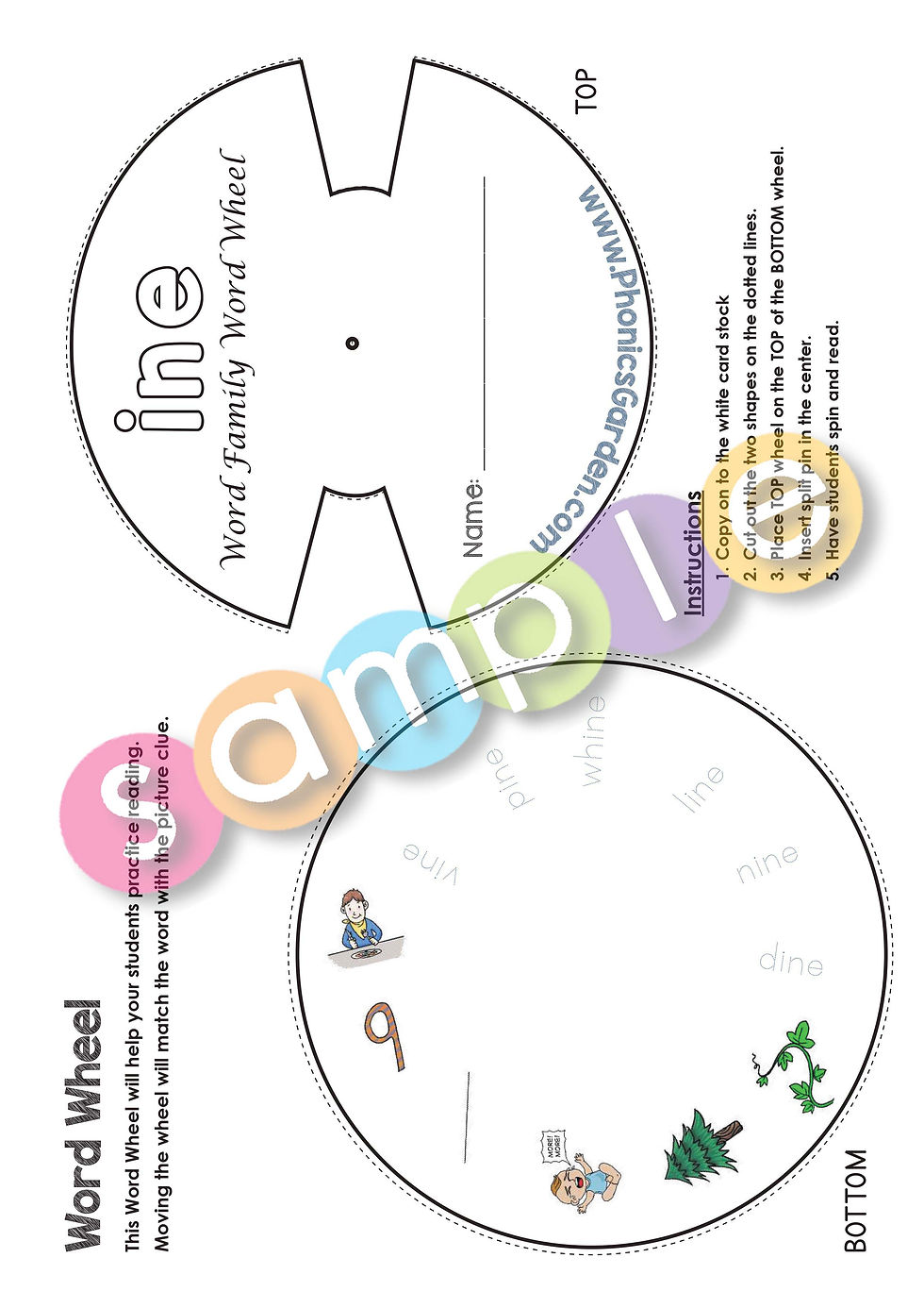Thumbnail: INE | Pat-a-Word | Word Family Word Wheel Bundle | 8 Pages