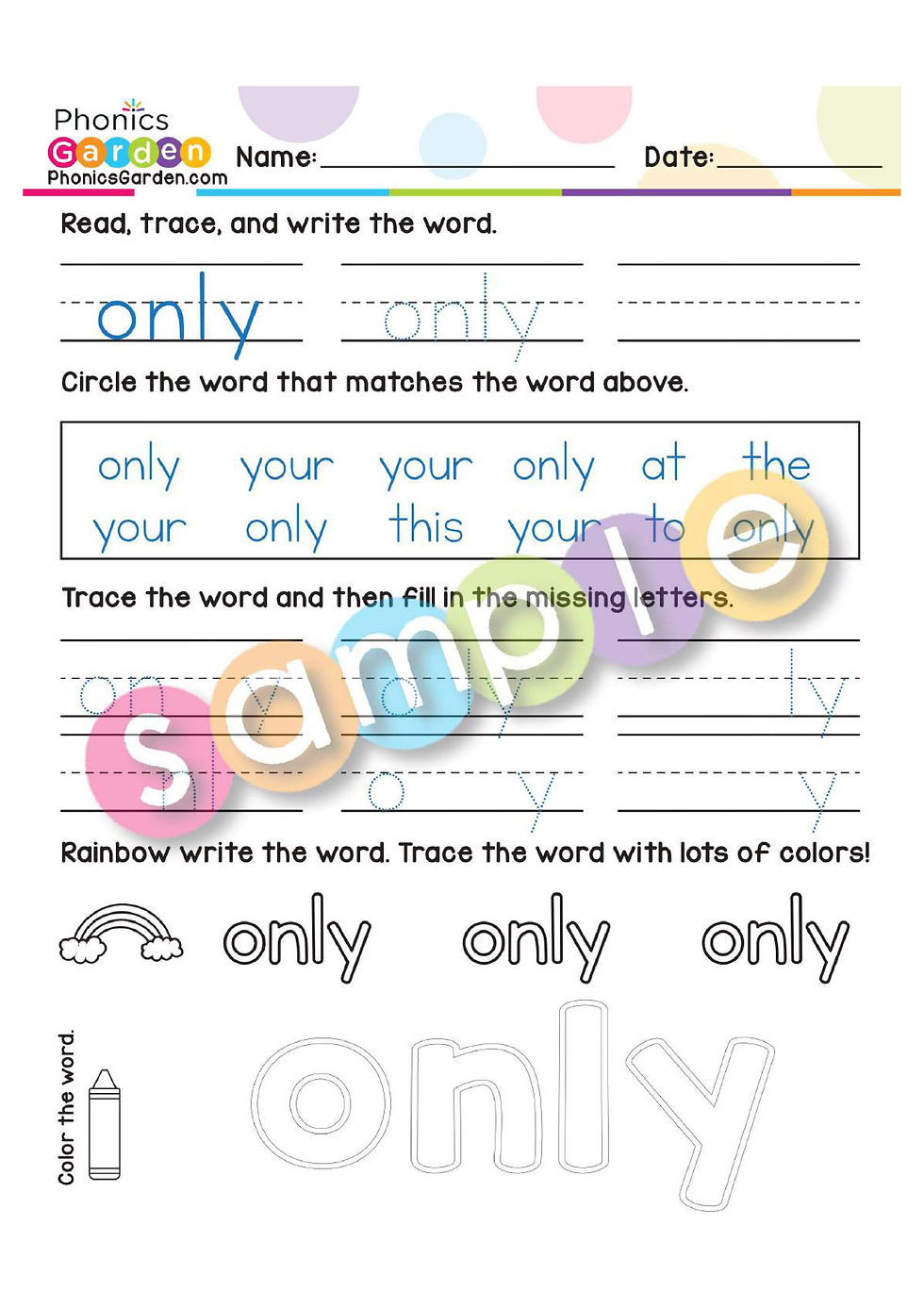 Thumbnail: Sight Word "ONLY" | Bundle | 20 Pages