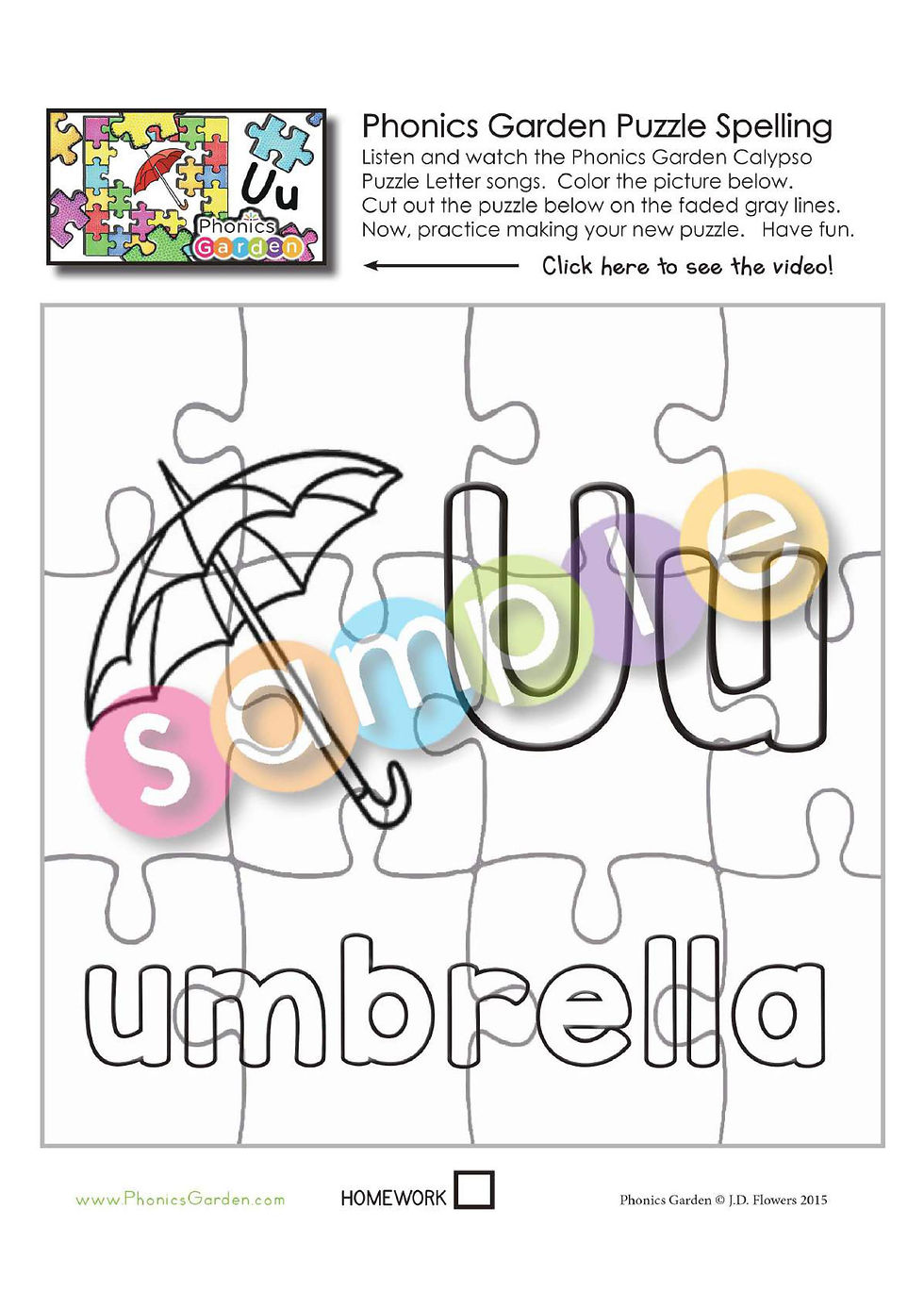 Thumbnail: Uu | Calypso Puzzle Spelling | 8 Pages