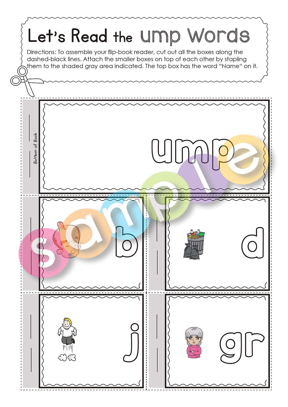 Thumbnail: UMP | Pat-a-Word | Word Family Flip-Book | 2 Pages