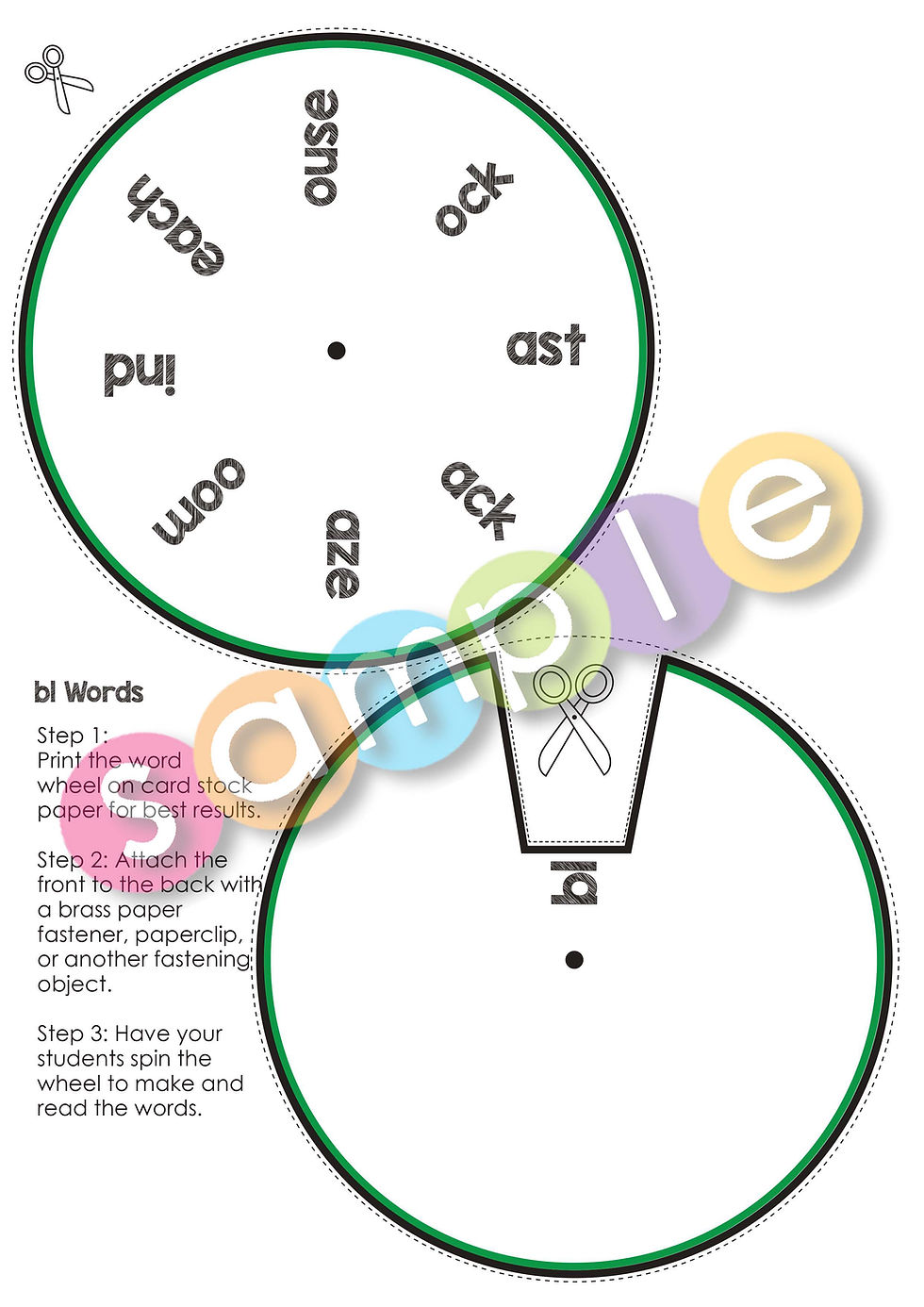 Thumbnail: BL-Blend | Pat-a-Word | L-Blends Word Wheel Bundle | 8 Pages