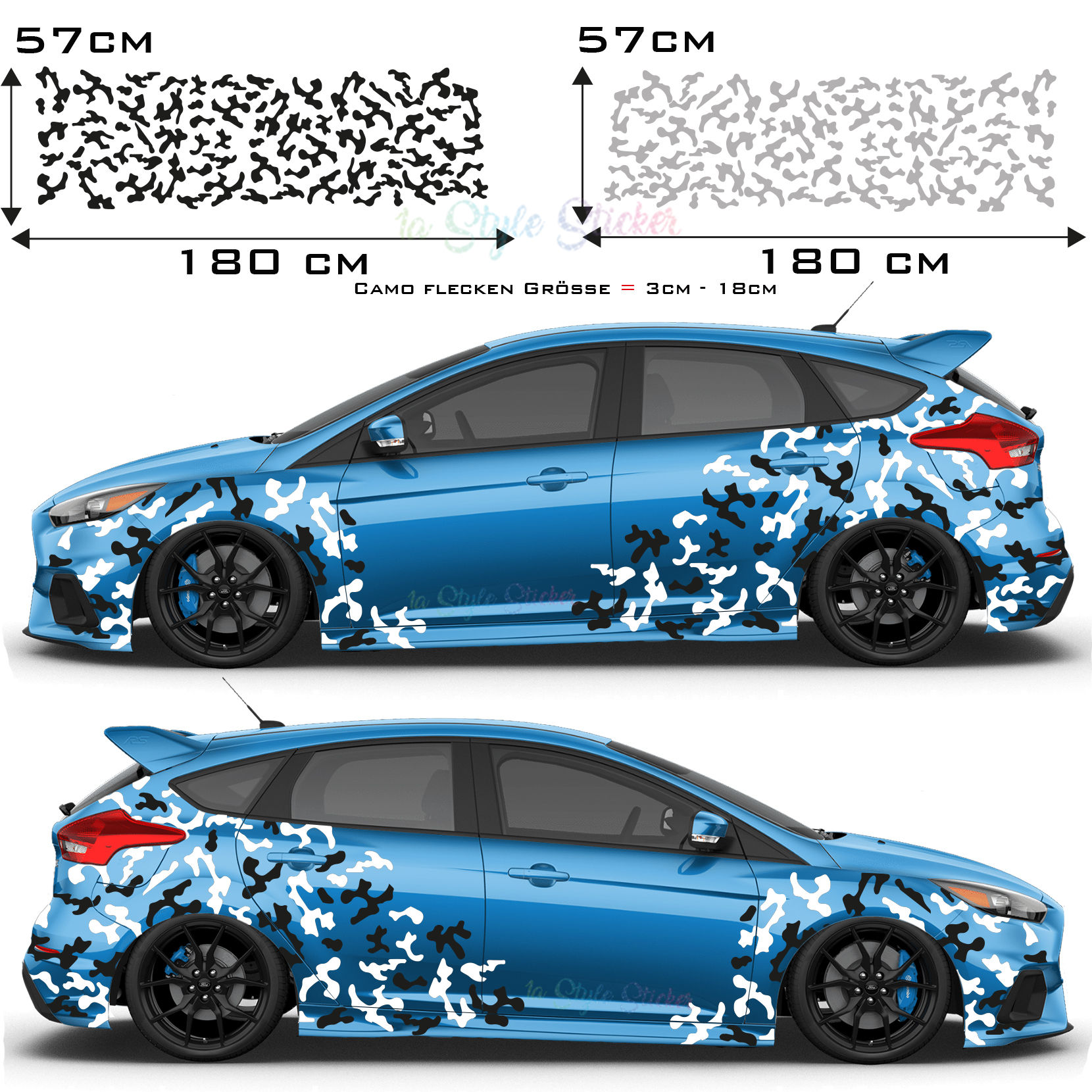 Auto Seitenaufkleber Camouflage Set Gesamtansicht