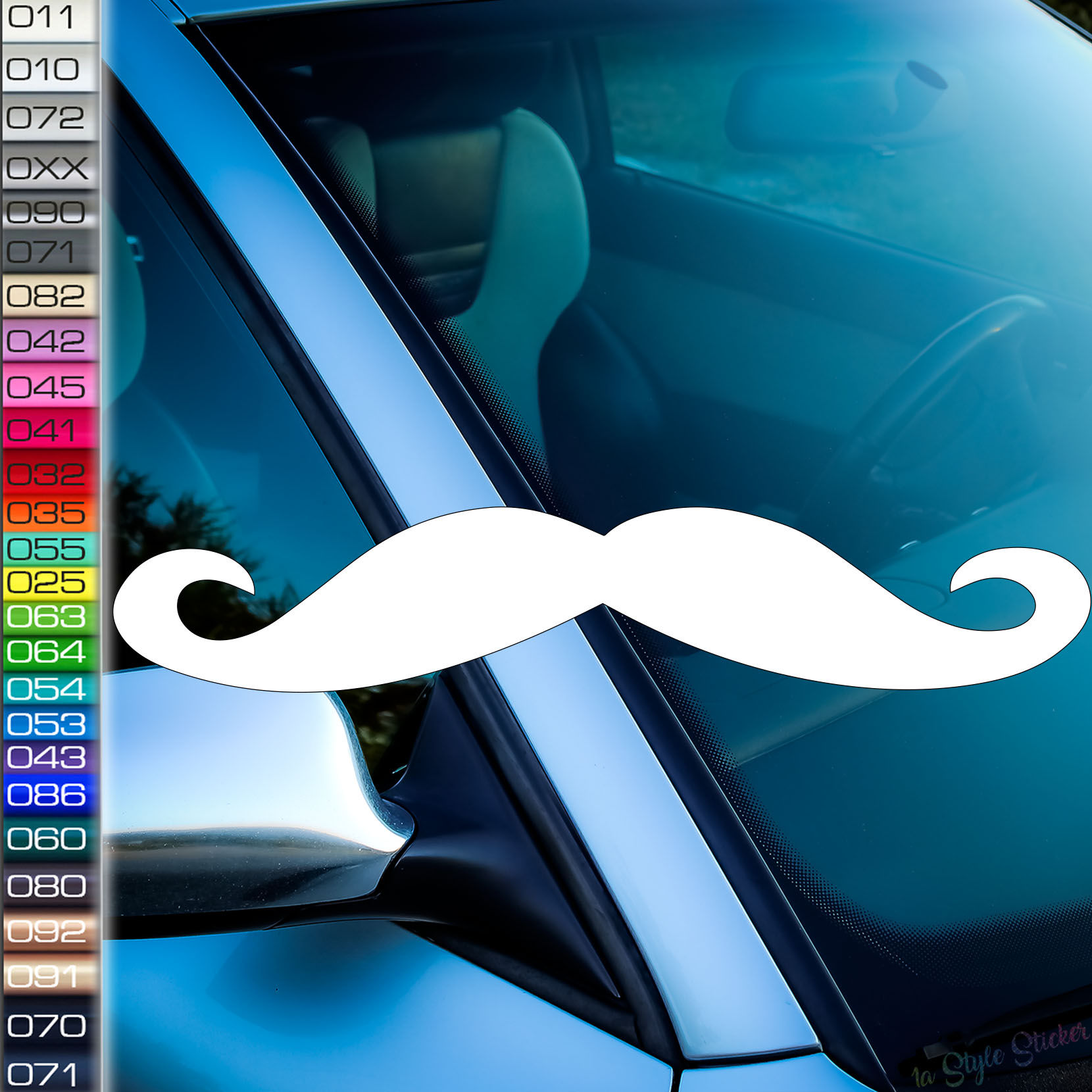 Schnurrbart Mustache Frontscheibenaufkleber Tuningsticker Autoaufkleber Uni Farben Sticker Tuningaufkleber Tuningszene