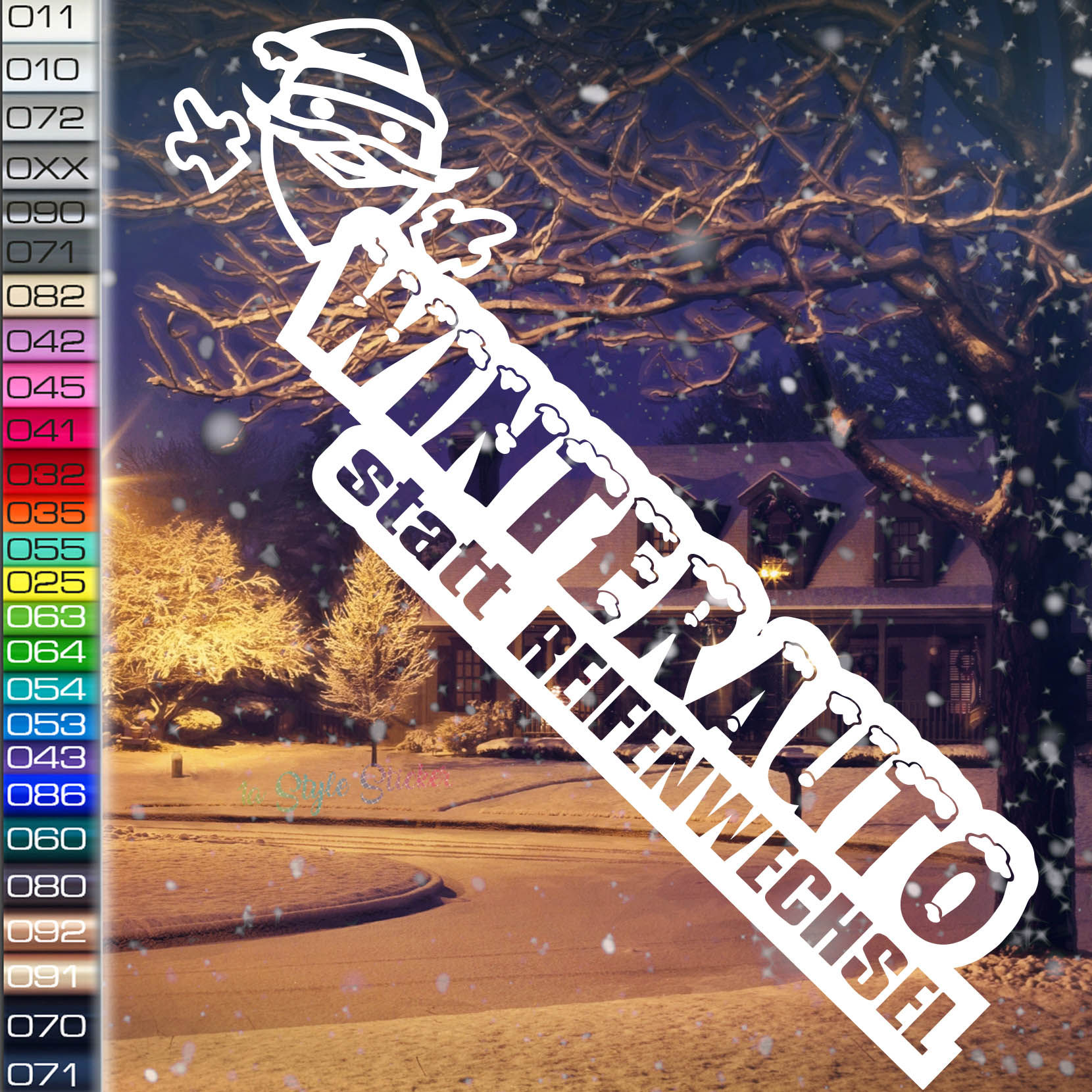 Winterauto statt Reifenwechsel Aufkleber Motiv W6