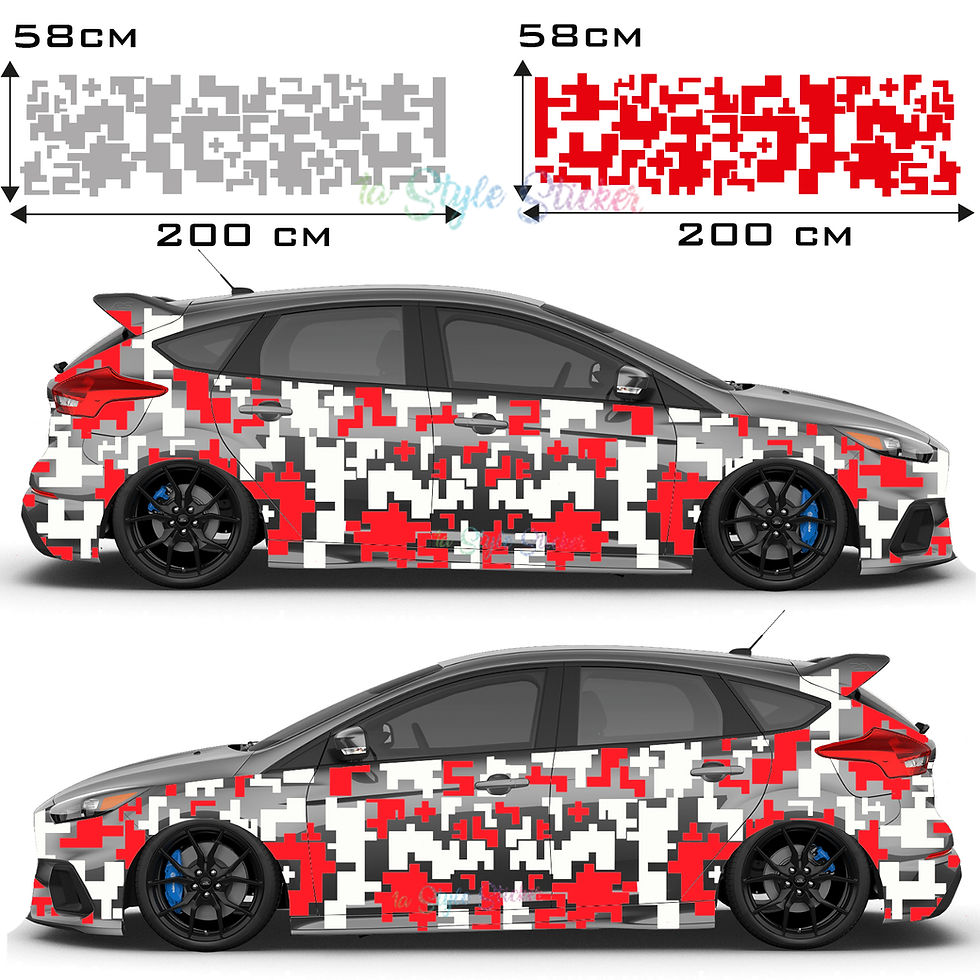 Auto Seitenaufkleber Pixel Set Gesamtansicht